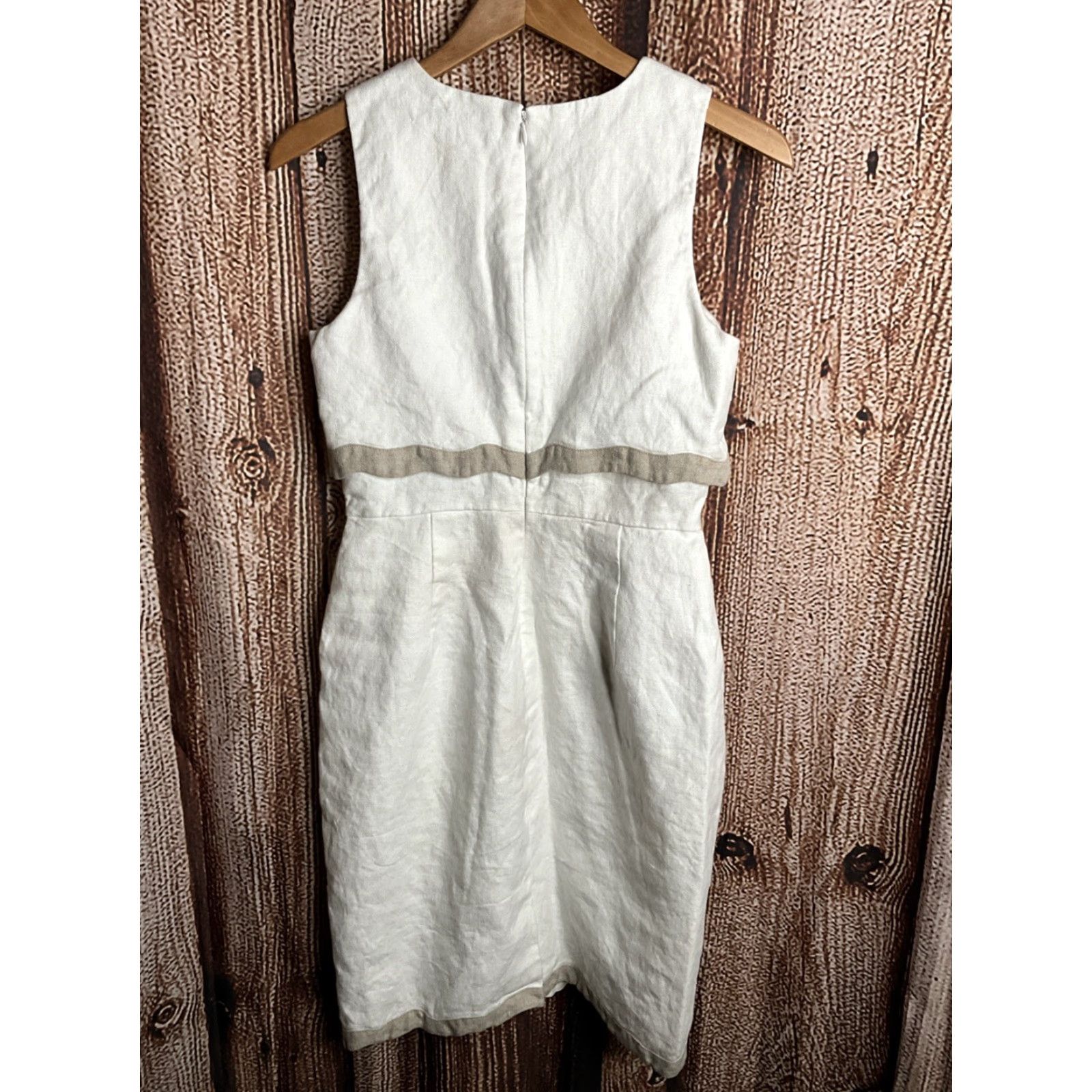 J.Crew J.CREW Dress Beige Sleeveless Midi Sheath Womens 4 Casual Office Wedding Travel Workwear Party/Cocktail Formal 90s? Size S / US 4 / IT 40 - 3 Thumbnail