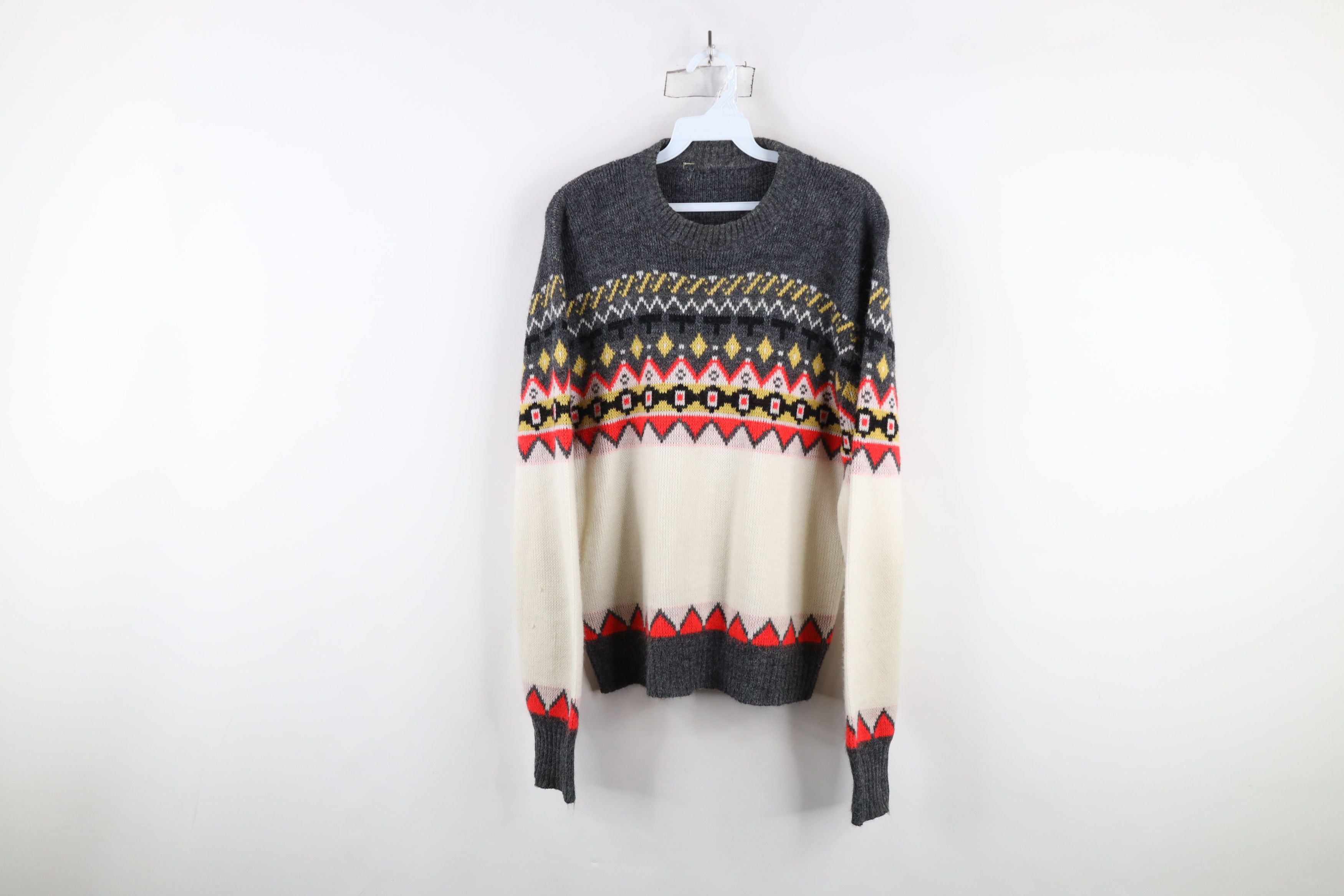 Vintage Vintage 70s Mid Century Modern MCM Fair Isle Knit Sweater Size L / US 10 / IT 46 - 1 Thumbnail