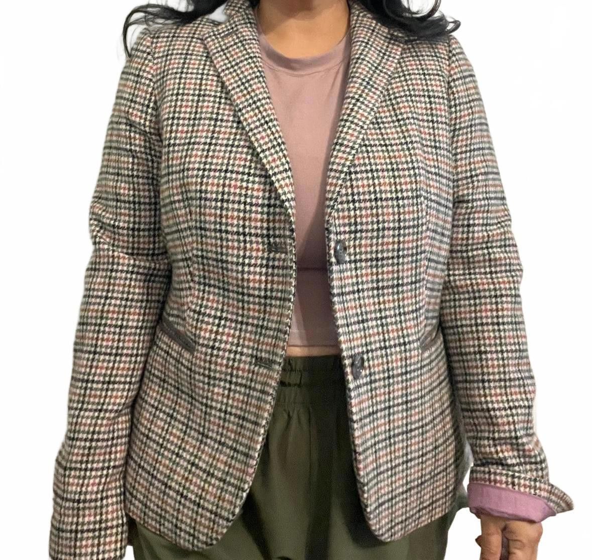 Designer EUC Talbots Stylish Houndstooth Blazer Size L / US 10 / IT 46 - 1 Thumbnail