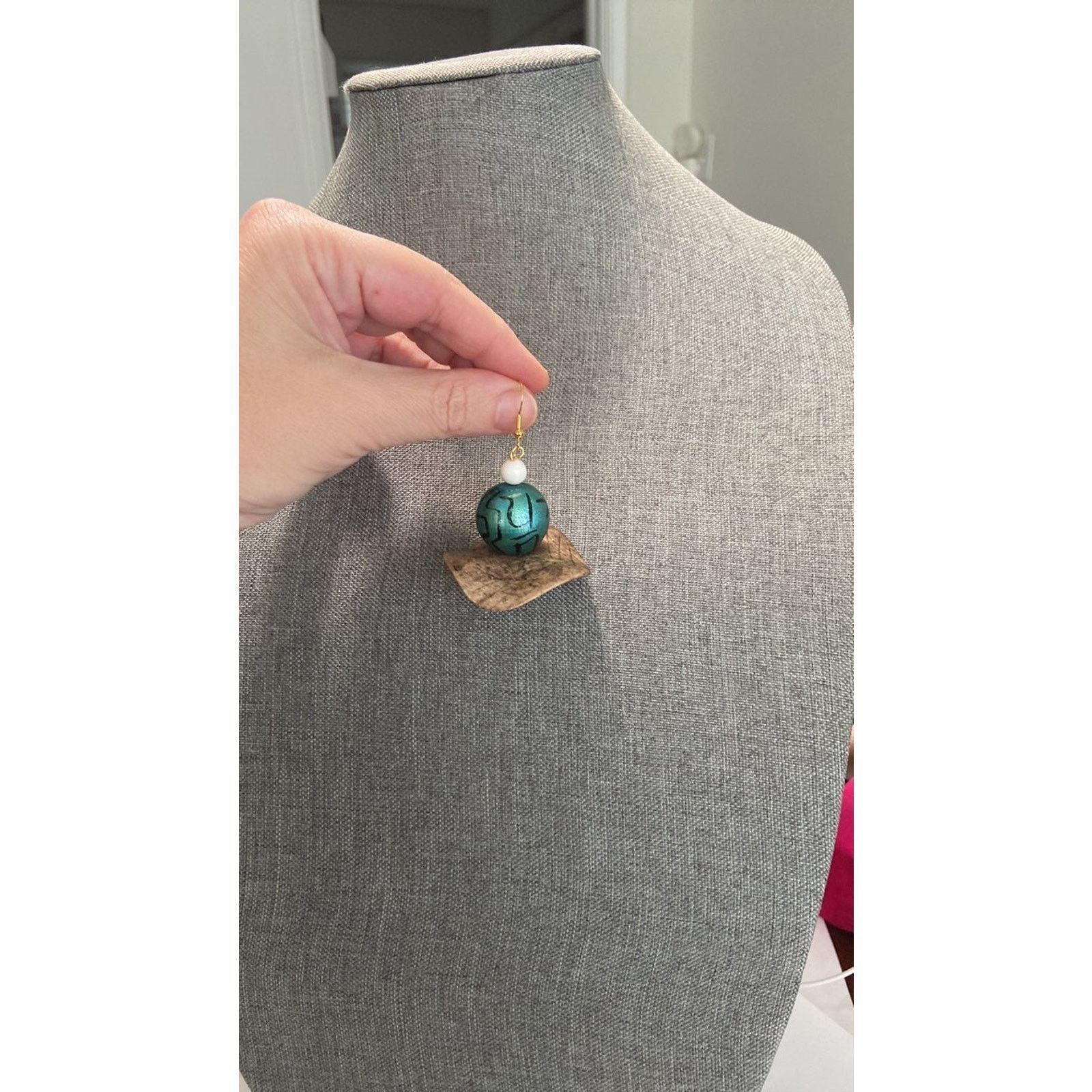 Handmade Handmade earrings wooden bead Size ONE SIZE - 3 Thumbnail