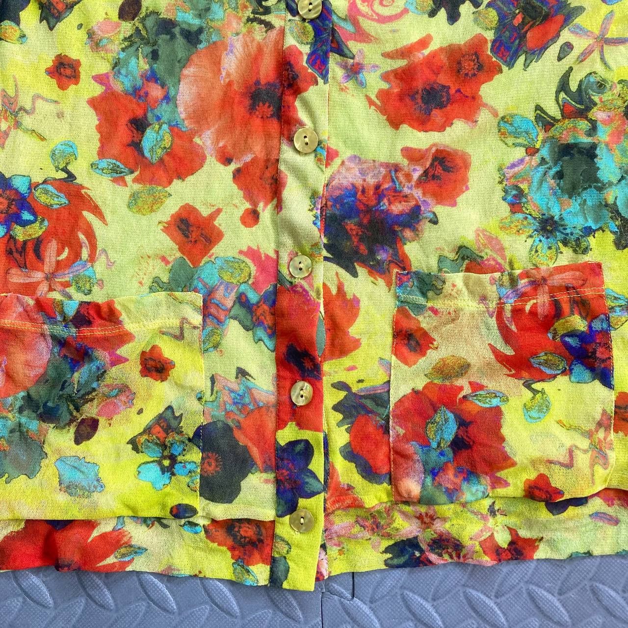 Jean Paul Gaultier Soleil – Sheer Mesh Floral Buttoned Cardigan Size L / US 10 / IT 46 - 8 Thumbnail
