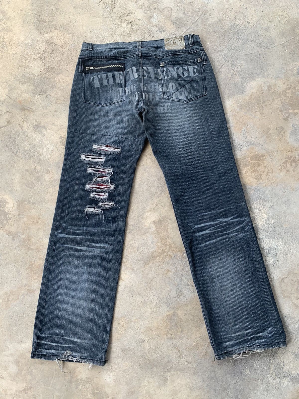 If Six Was Nine × Japanese Brand × Le Grande Bleu (L.G.B.) Rare Sex Pot Revenge Skull Punk Distressed Denim☠️🎌 Size US 33 - 2 Thumbnail