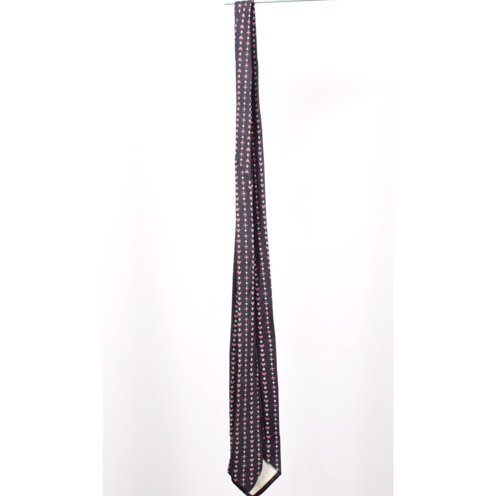 Arrow VTG Arrow 1950s Necktie Navy Blue Pink Abstract Pattern Silk Tie Men 50s Tie Size ONE SIZE - 3 Thumbnail