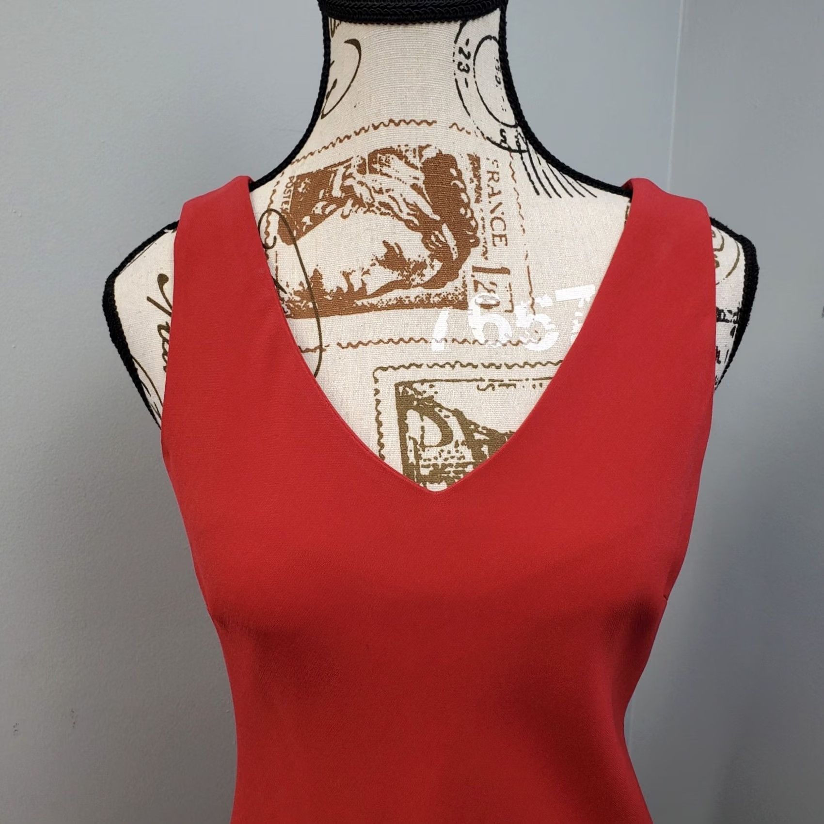 Ralph Lauren Lauren Ralph Lauren Womens 4 Red Summer Sleeveless Sheath Dress V-Neck Knee Length Size S / US 4 / IT 40 - 7 Thumbnail
