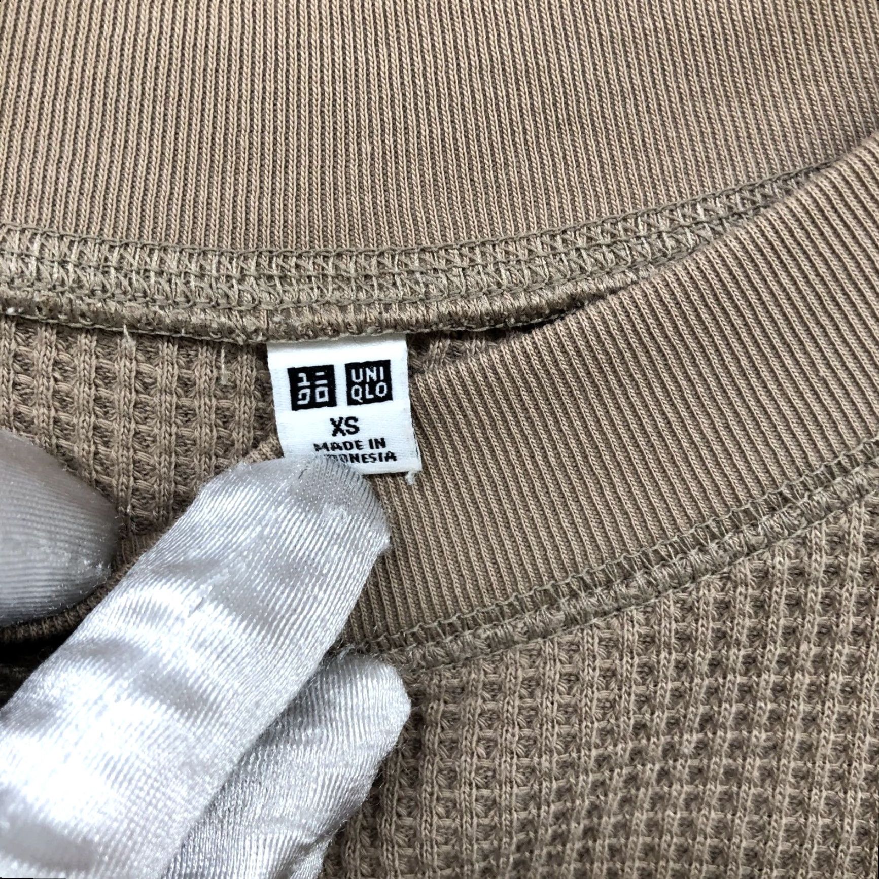 Uniqlo Uniqlo Waffle Crewneck Midi Dress Womens XS Beige 3/4 Sleeve Thermal Lounge Size XS / US 0-2 / IT 36-38 - 5 Thumbnail