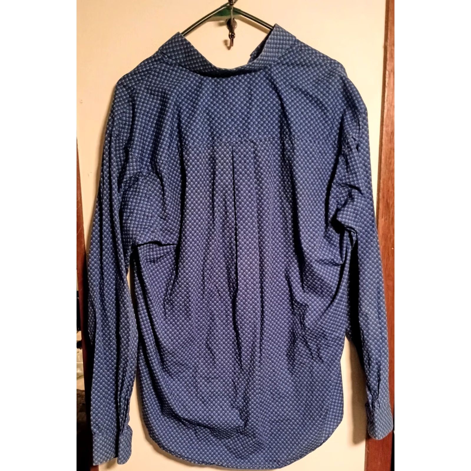 Vintage Cinch Button-Up Shirt M Men Blue Hexagonal Pattern Western Long Sleeve Size M Size 40R - 4 Thumbnail