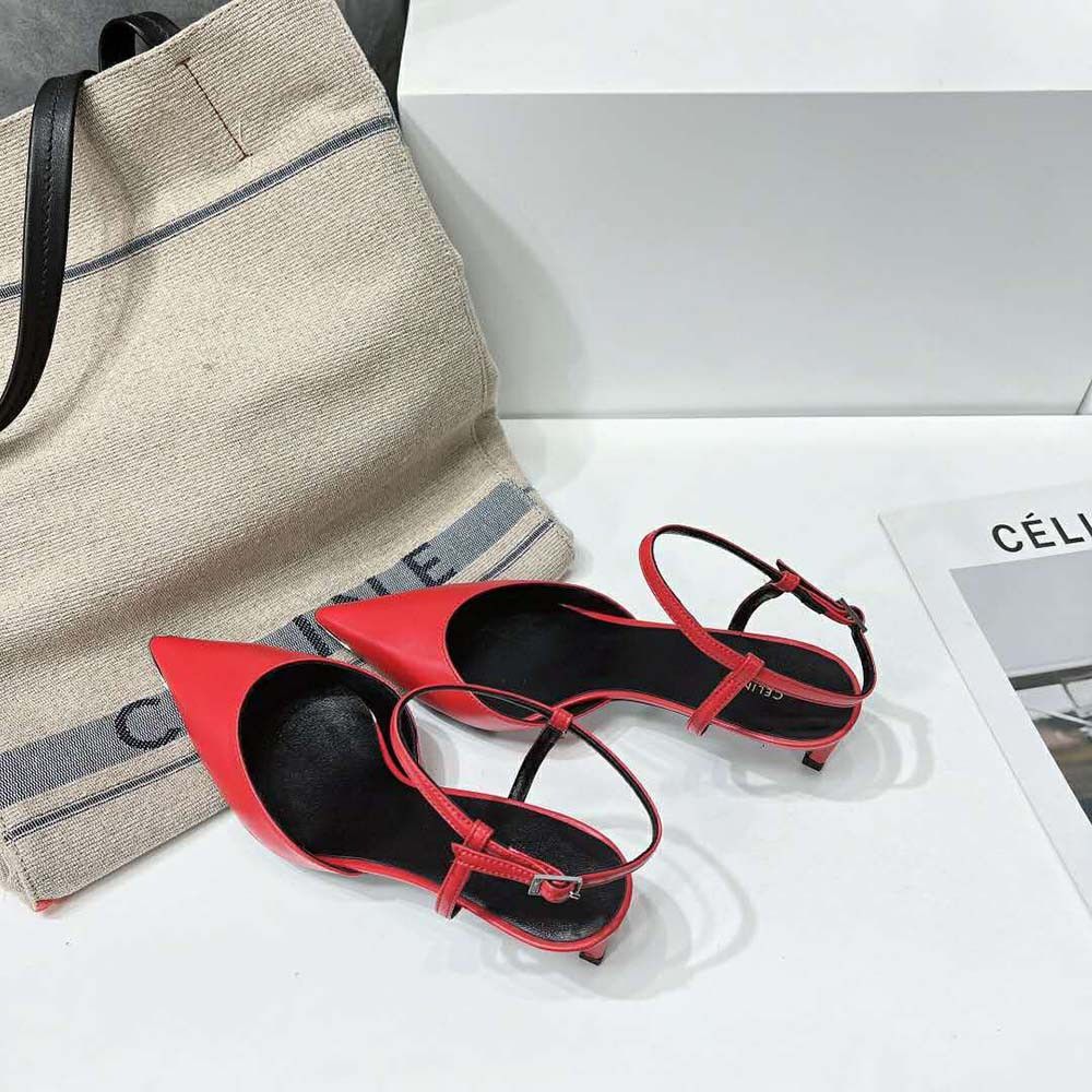 Celine o1bcso1str0724 Metal Toe Pump 50 Kidskin in Red Size US 8 / IT 38 - 4 Thumbnail
