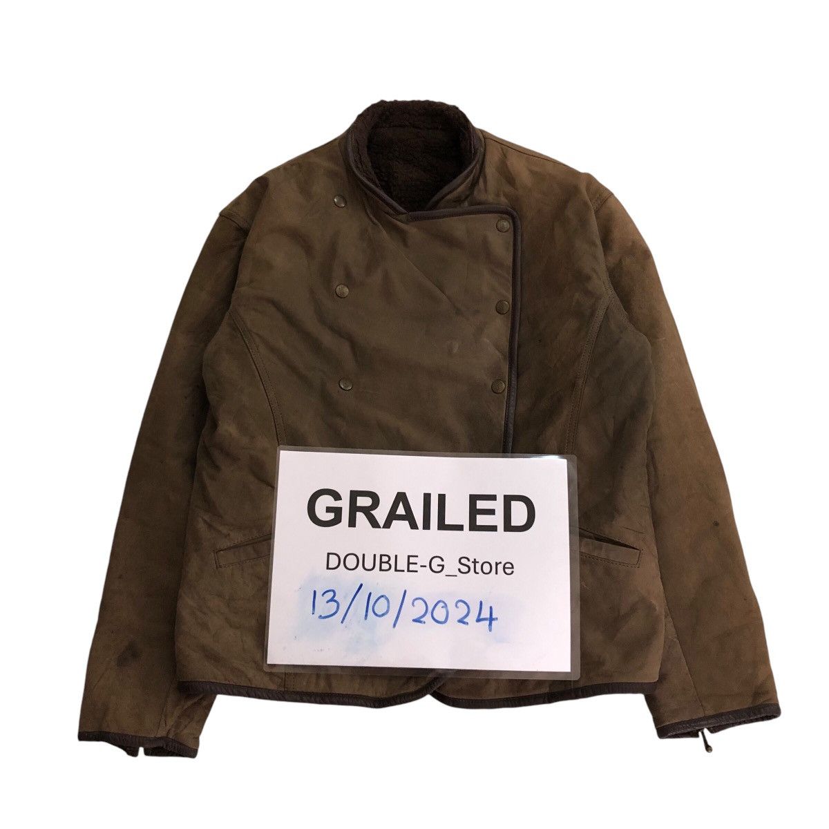 Japanese Brand 📌 Biker Leather Jacket Double Collar Shearling Issey Miyake Size US M / EU 48-50 / 2 - 1 Thumbnail