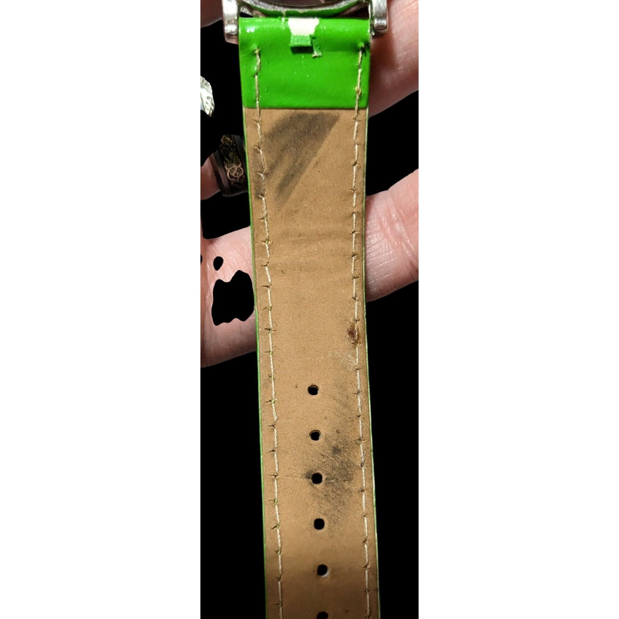 Other Lime Green Faux Leather Silver Tone Face Analog Watch Size ONE SIZE - 3 Thumbnail