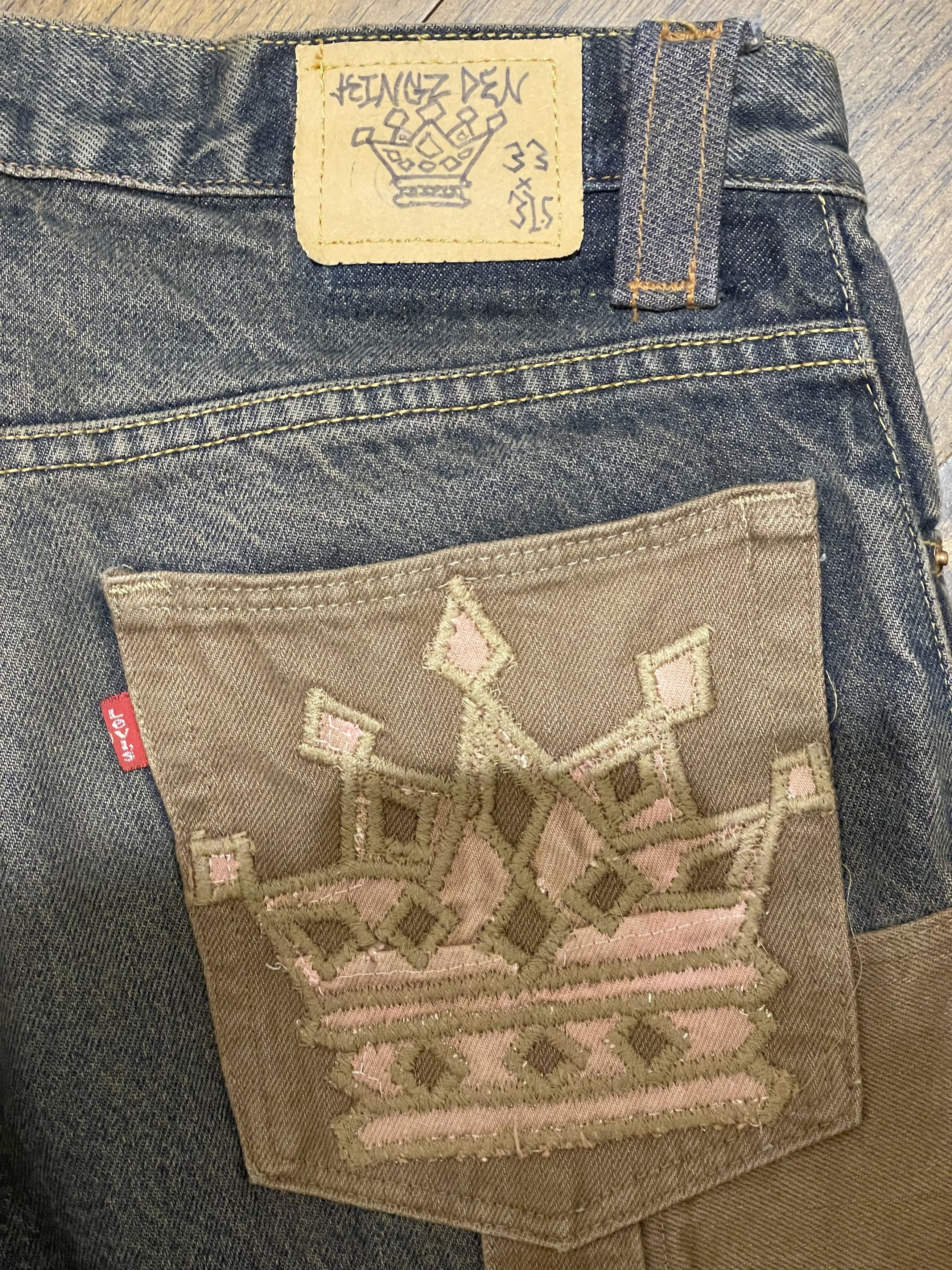 Levi's × Levi's Vintage Clothing × Vintage 1 of 1 Custom Bull Legged Patchwork Jeans Size US 31 - 6 Thumbnail