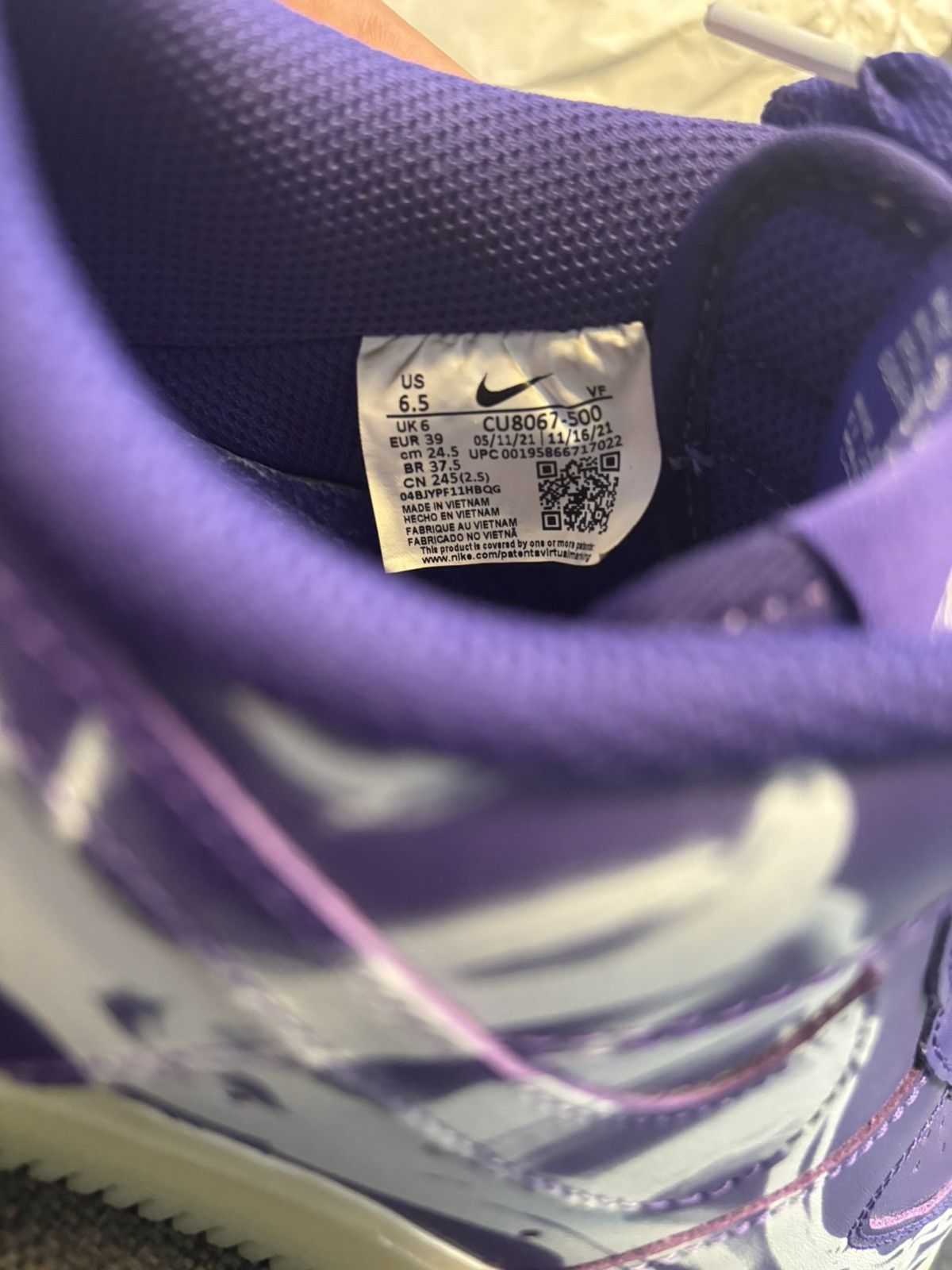 Nike Nike Air Force 1 Low '07 QS Purple Skeleton Halloween (2021) Size US 6.5 / EU 39-40 - 9 Thumbnail
