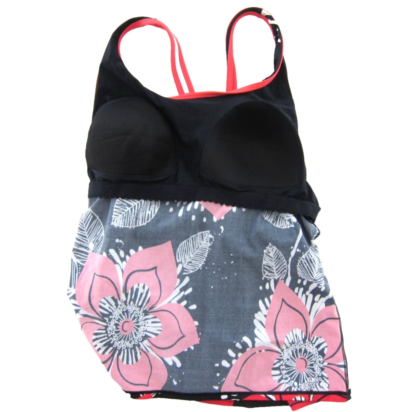 Pinko VINTAGE NWT Tropical Escape Tankini Swim Top 18 Women Built In Bra Floral Pink Black White Size XXL / US 16-18 / IT 52-54 - 4 Thumbnail