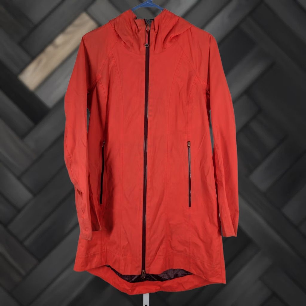 Lululemon Lululemon Rain Jacket Trench Coat Hooded Orange Zip Up Long Parka Women Size 8 XS? Size M / US 6-8 / IT 42-44 - 1 Thumbnail