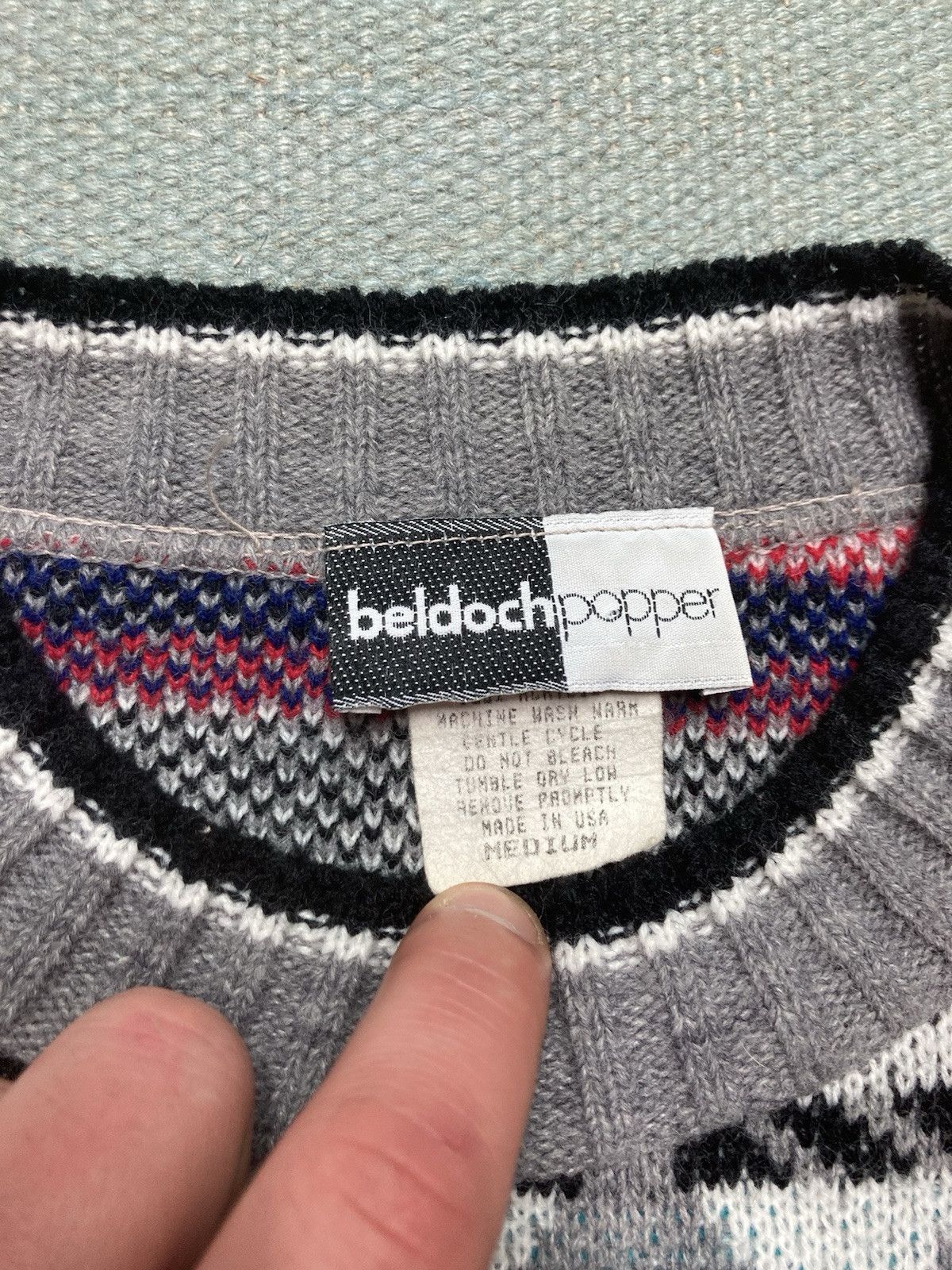 Vintage Vtg acrylic knit sweater geometric abstract grandpa Cosby M Size US M / EU 48-50 / 2 - 3 Thumbnail