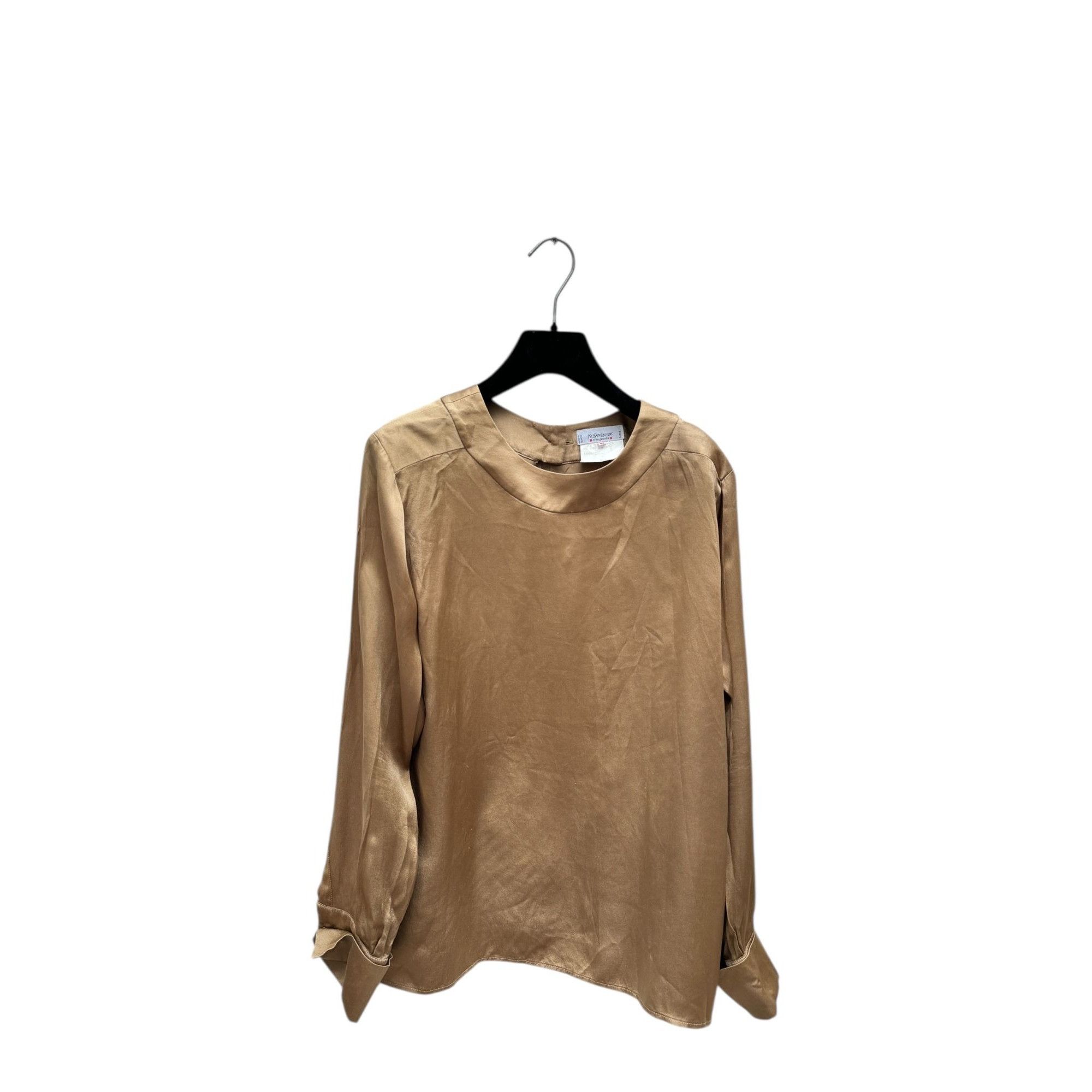 Yves Saint Laurent Gold Silk Long-Sleeve Top Size S / US 4 / IT 40 - 1 Thumbnail