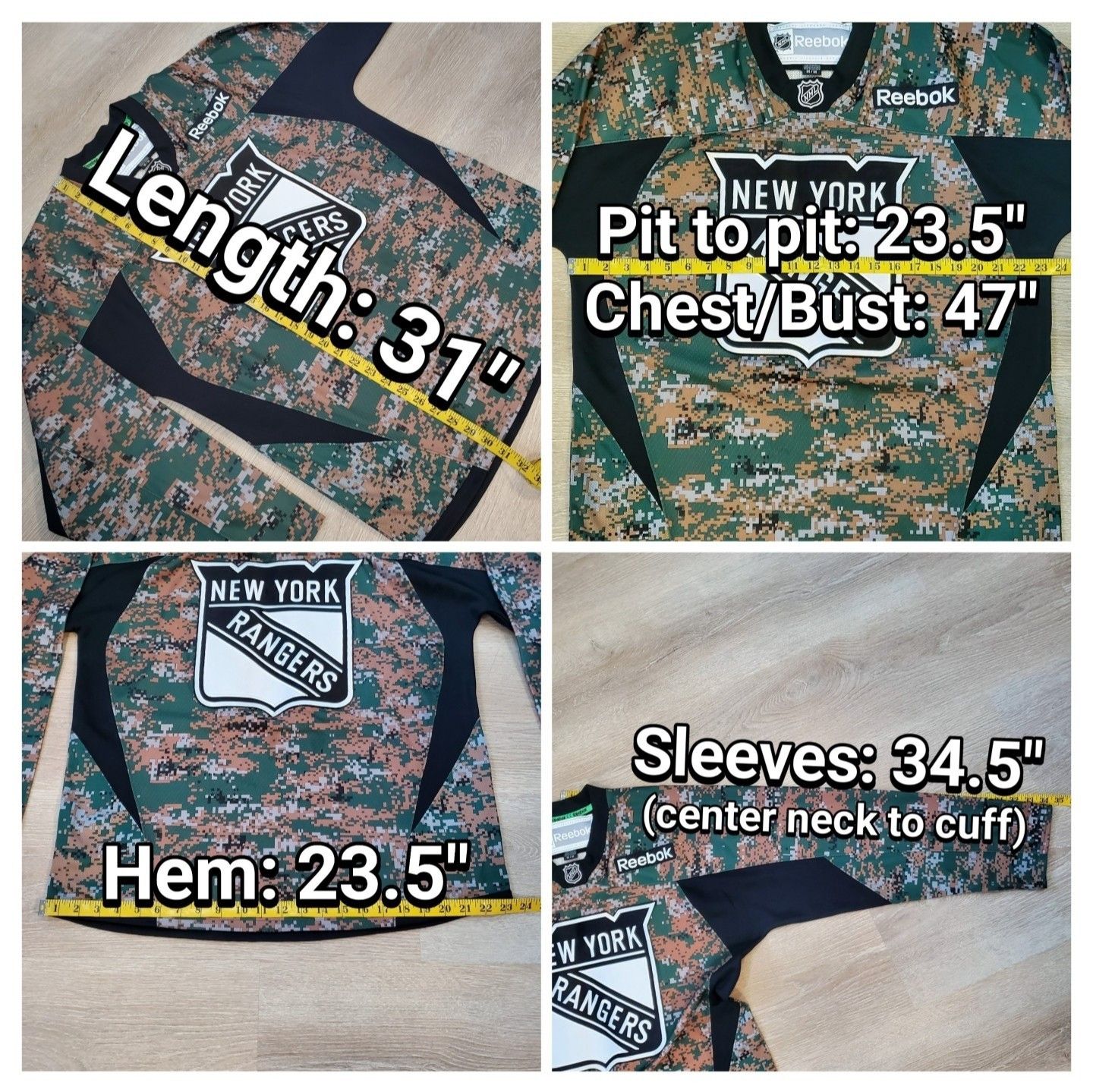 Reebok New York Rangers NHL Reebok Military Camo Vets Day Jersey Size US M / EU 48-50 / 2 - 14 Thumbnail
