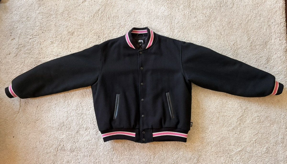 ジャケット・アウター Stussy S Talk Melton Varsity 22AW Stussy S Talk Melton Varsity Jacket Black Pink