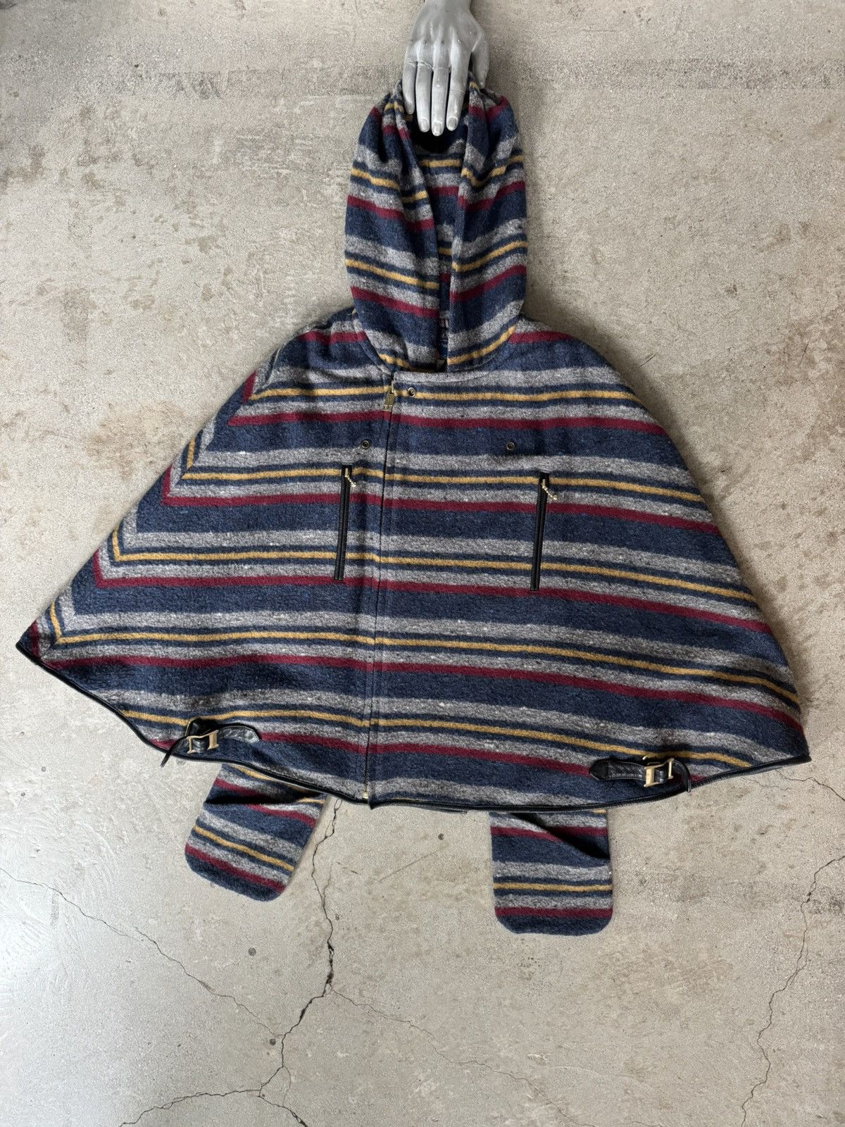 Blackmeans BLACKMEANS WOOL BLANKET BIKER CLOAK CAPE PONCHO Size US L / EU 52-54 / 3 - 1 Thumbnail