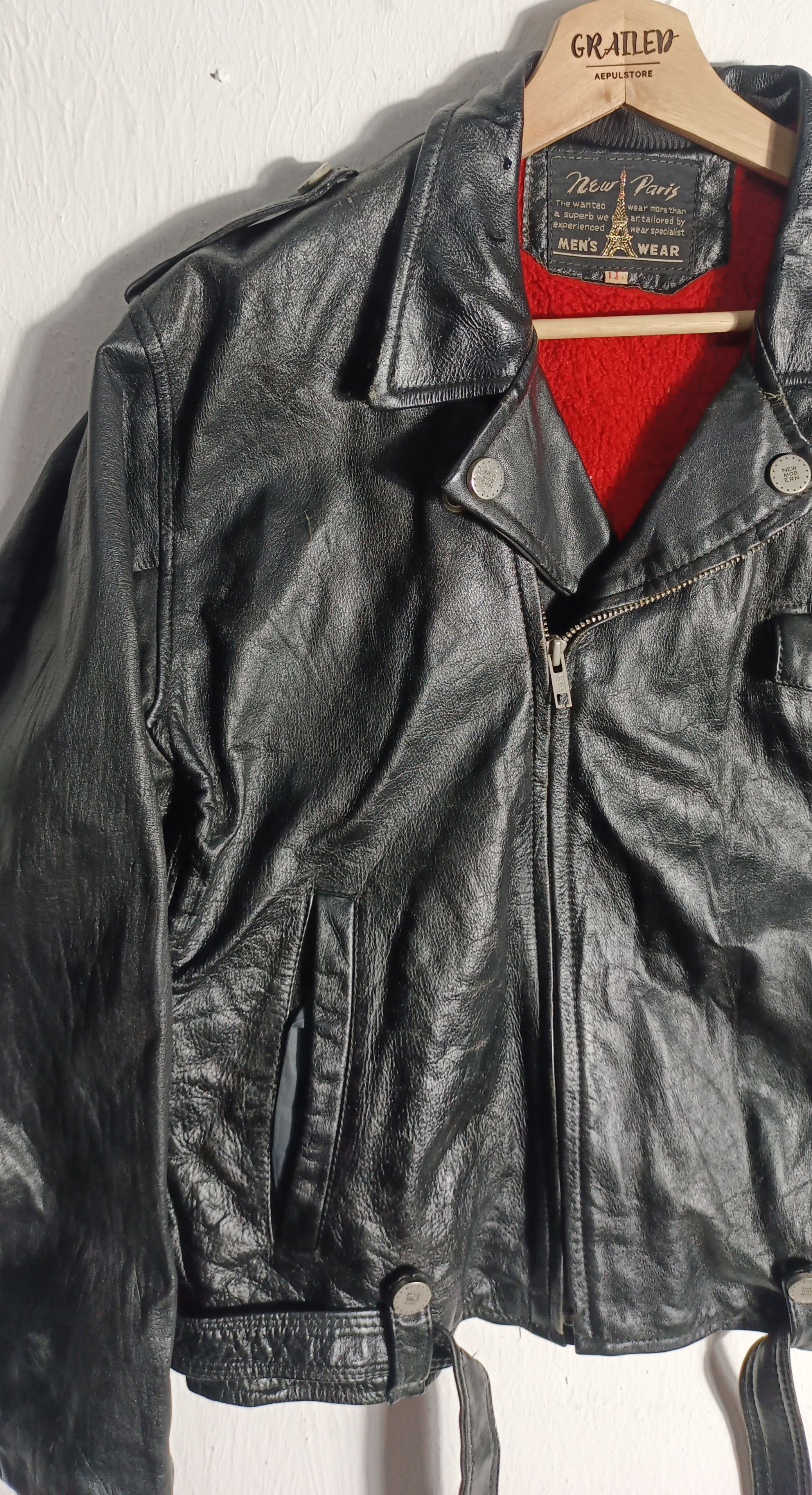 If Six Was Nine Vtg 1980s💥New Paris Bikers Leather Jacket Size US M / EU 48-50 / 2 - 4 Thumbnail