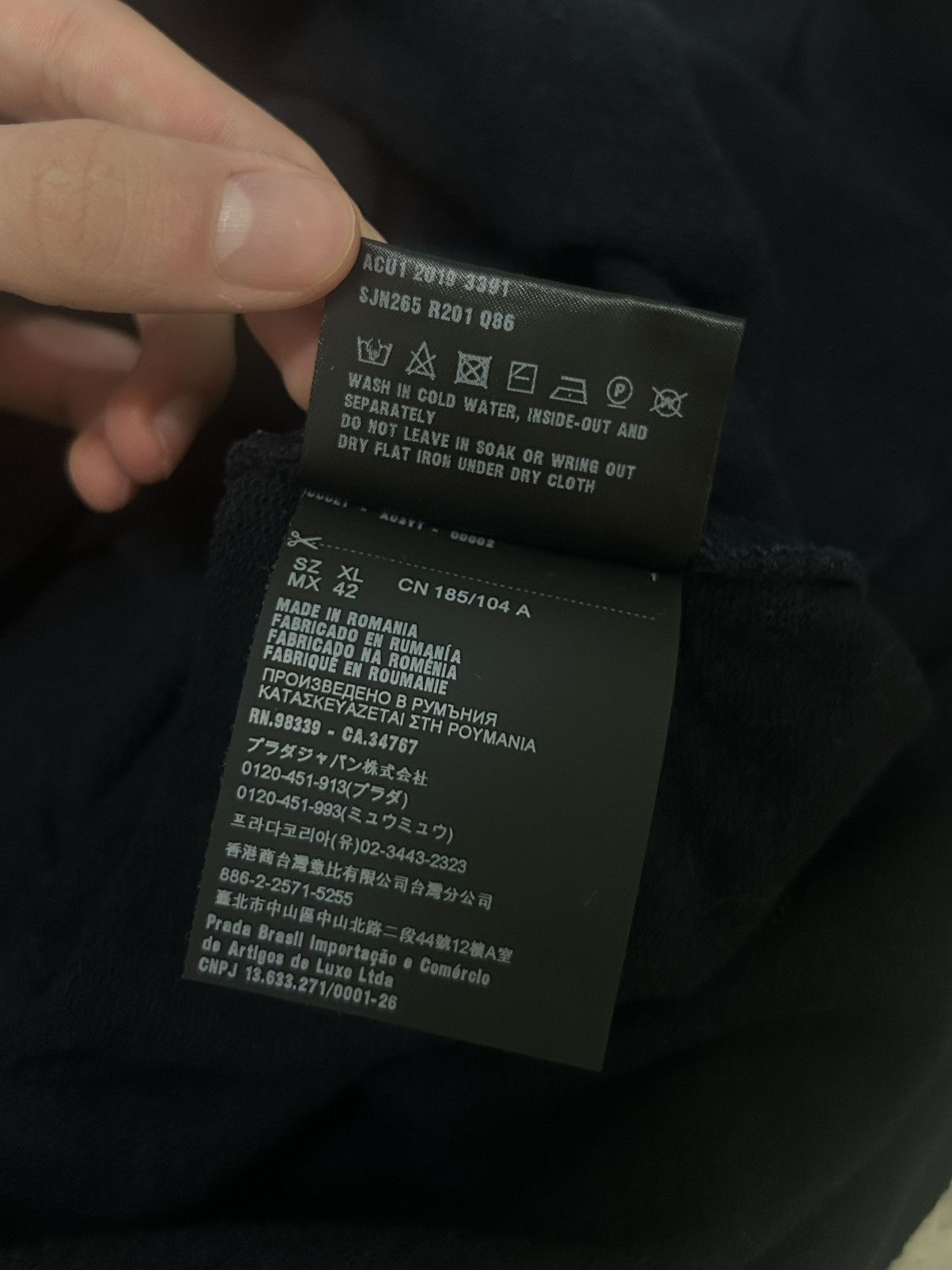 Prada Prada Luxury Black Tab Dark Blue Hoodie Rare Piece Size US XL / EU 56 / 4 - 12 Thumbnail