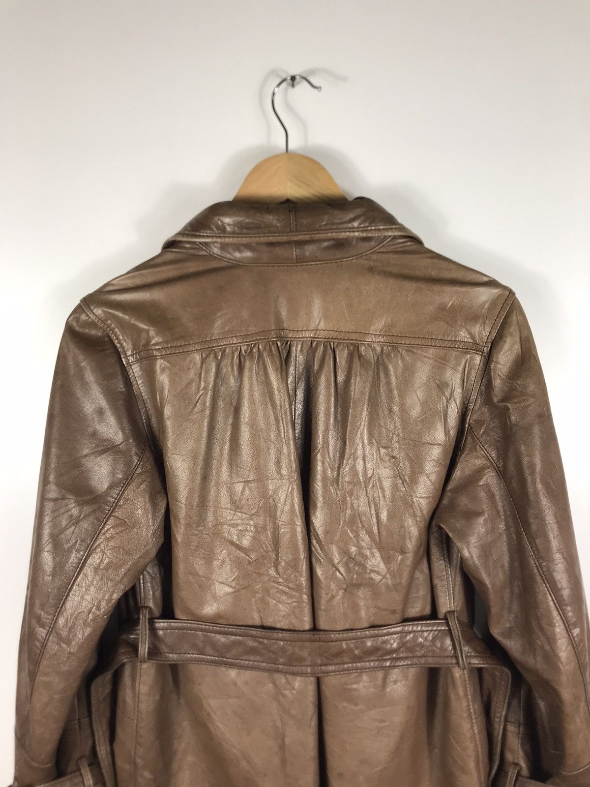 Genuine Leather ⚡️Vintage Duffle Leather Trench Coat Jacket Size M / US 6-8 / IT 42-44 - 14 Thumbnail