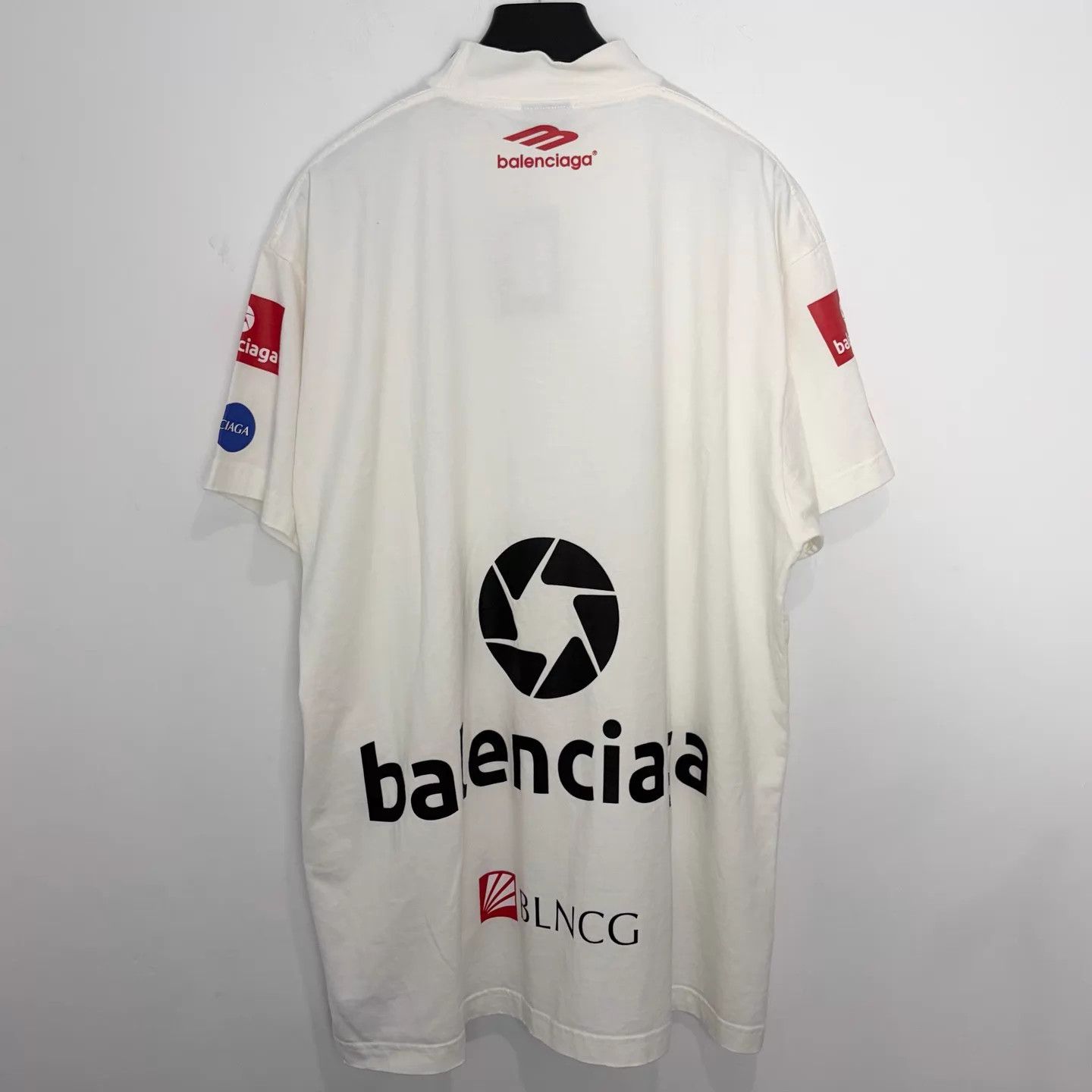 Balenciaga Balenciaga Top League Logo White Biker Short Sleeve Size US M / EU 48-50 / 2 - 2 Thumbnail