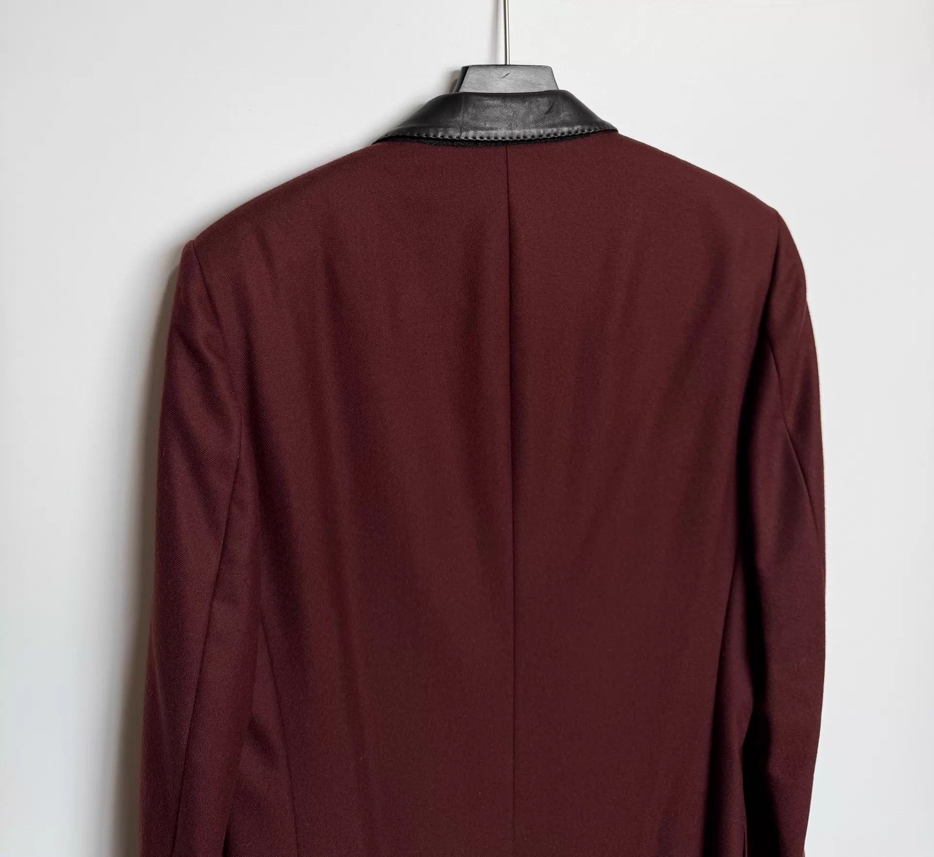Lanvin Lanvin Leather Collar Chesterfield Dark Red Wool 46 95New Size US S / EU 44-46 / 1 - 4 Thumbnail