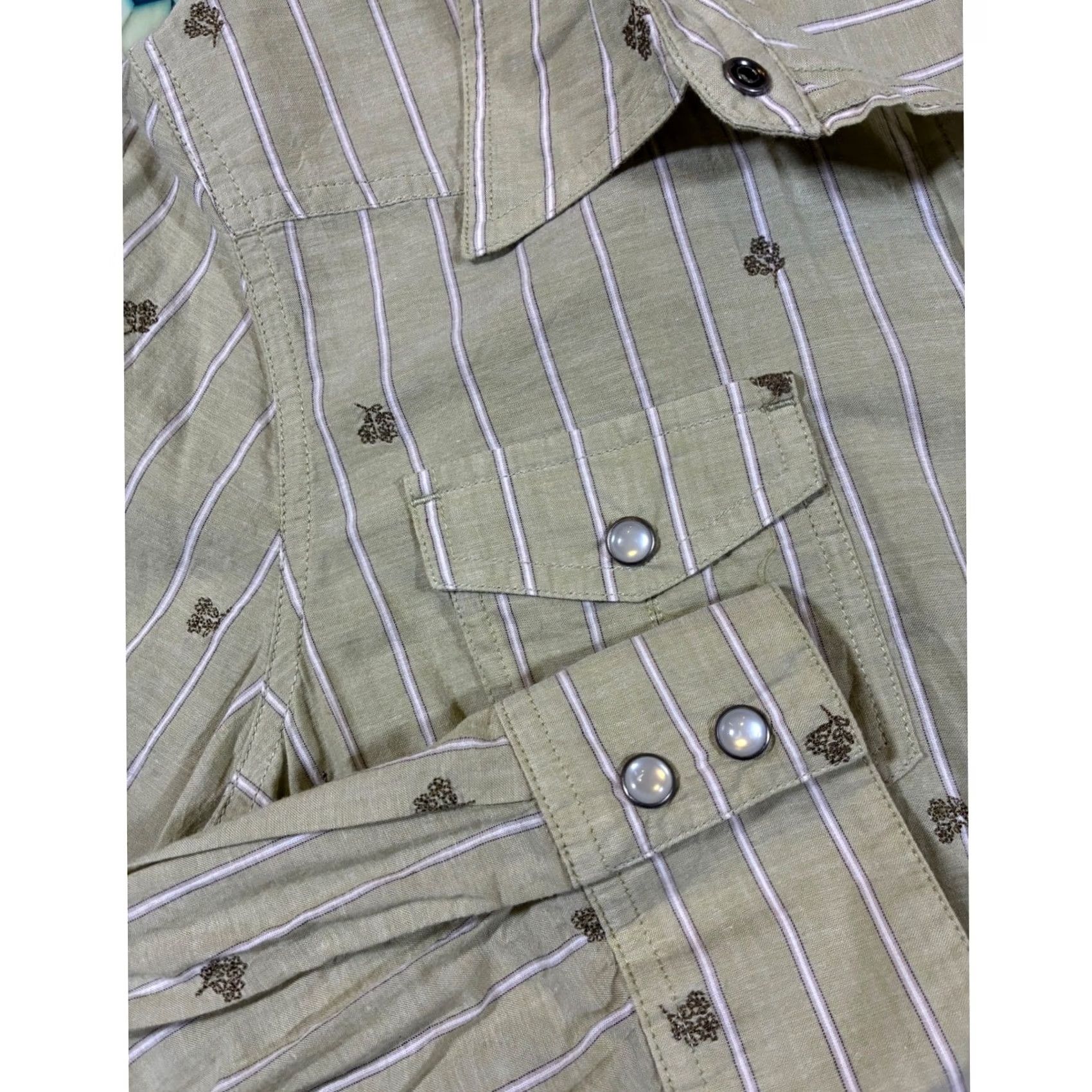 Liz Claiborne Liz Claiborne Western Tan Striped Floral Long Sleeve Snap Front Shirt Women's XL Size XL / US 12-14 / IT 48-50 - 4 Thumbnail