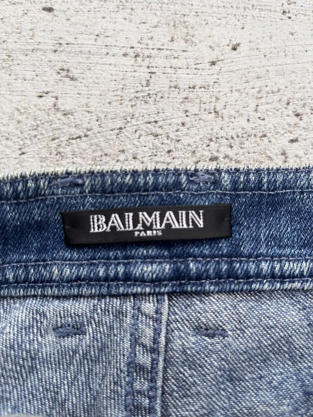 Japanese Brand Balmain Paris Zipper Biker Denim Shorts Acid Wash Blue Size 36" / US 14 / IT 50 - 6 Thumbnail
