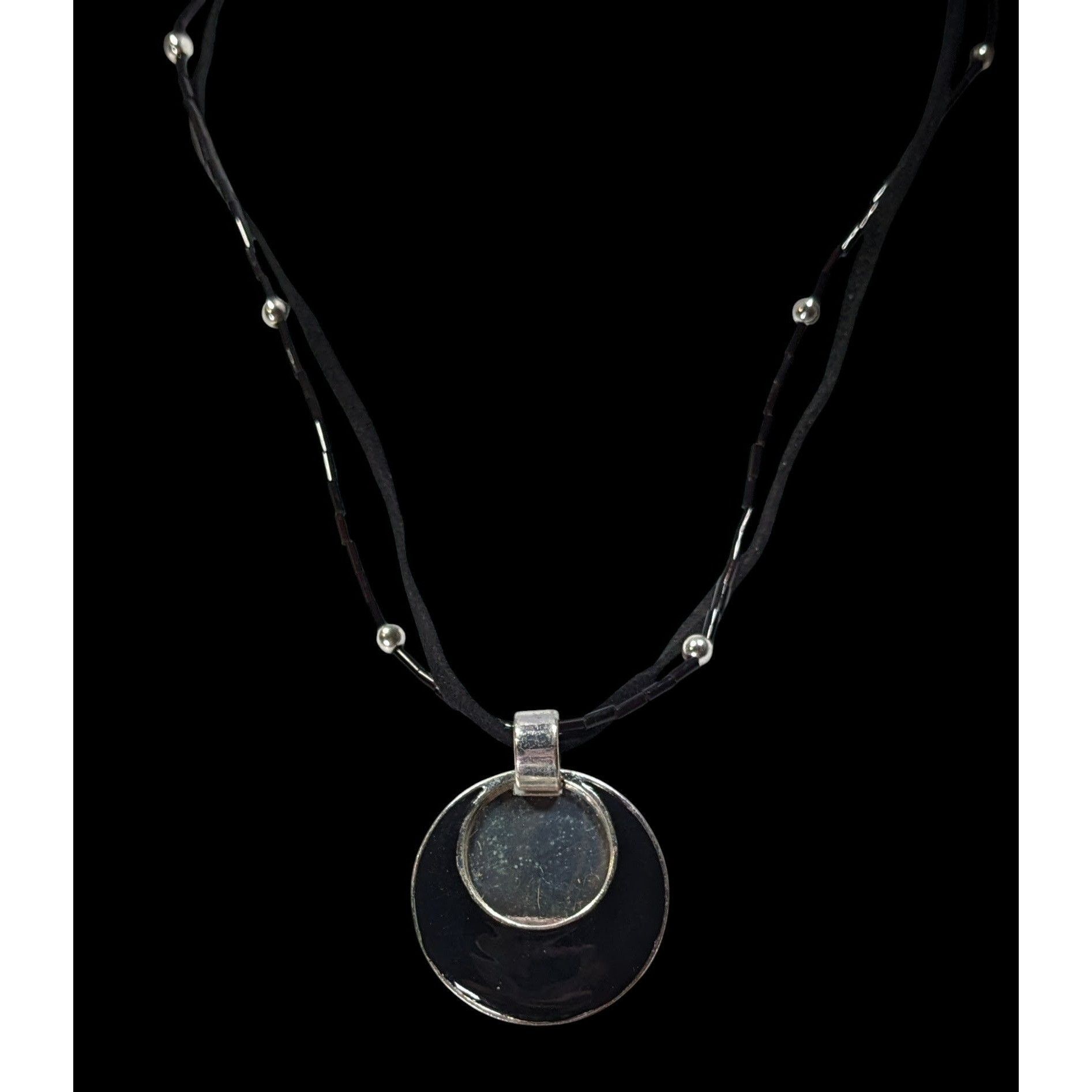 Other Gothic Mod Black & Silver Layered Pendant Necklace With Adju Size ONE SIZE - 4 Thumbnail