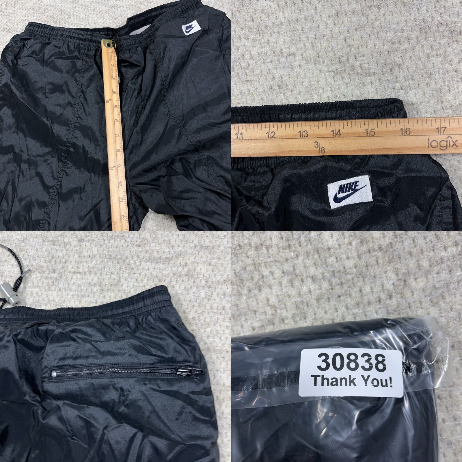 Nike VINTAGE Nike Pants Men Large Black Track Pants Windbreakers 90s Y2K Baggy Joggers 80s Athleisure Classic Modern Sports Mens Regular Black Nike Pants Size US 33 - 9 Thumbnail
