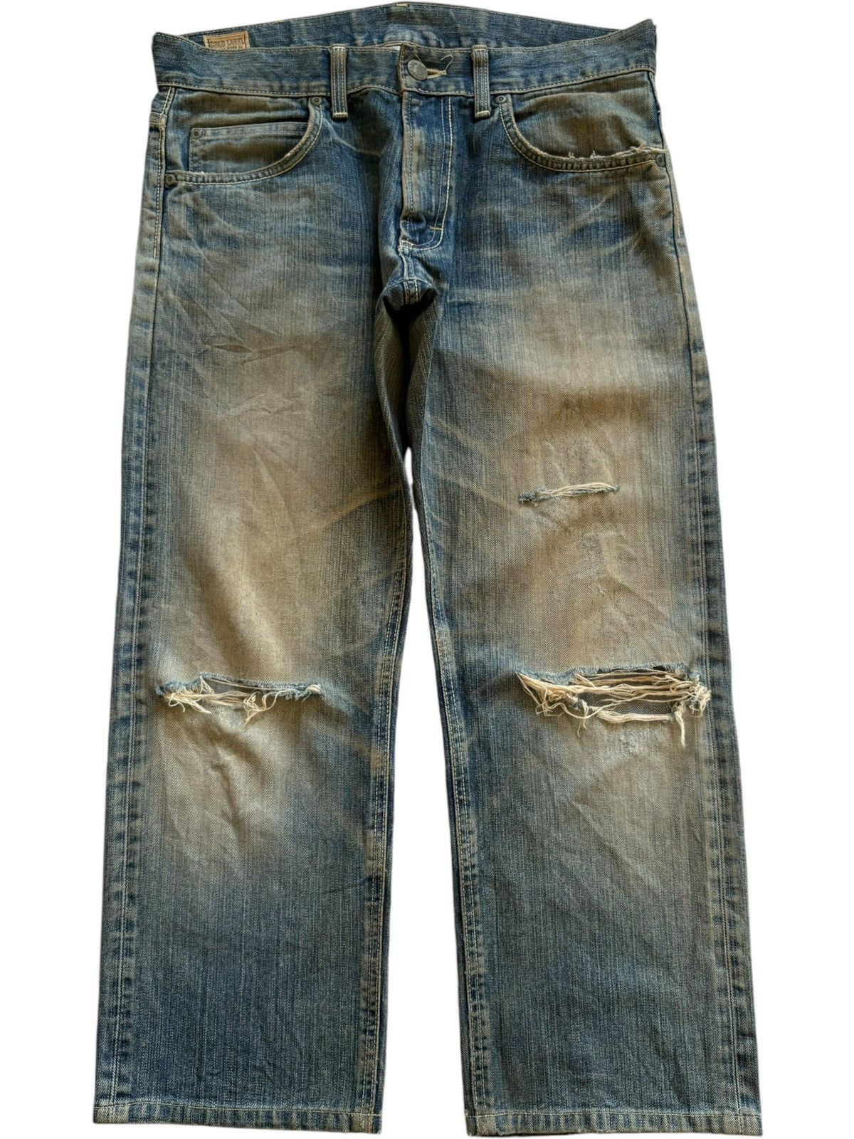 Vintage Japanese Lee Riders Mud Wash Distress Baggy Jeans