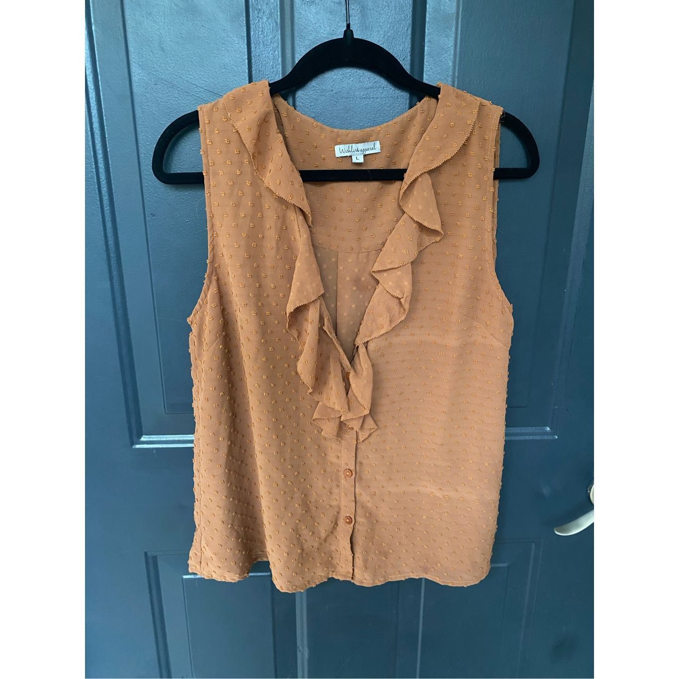 Aether Apparel Wishlist Apparel Ruffle Burnt Orange Dot Button Sleeveless B Size L / US 10 / IT 46 - 10 Thumbnail