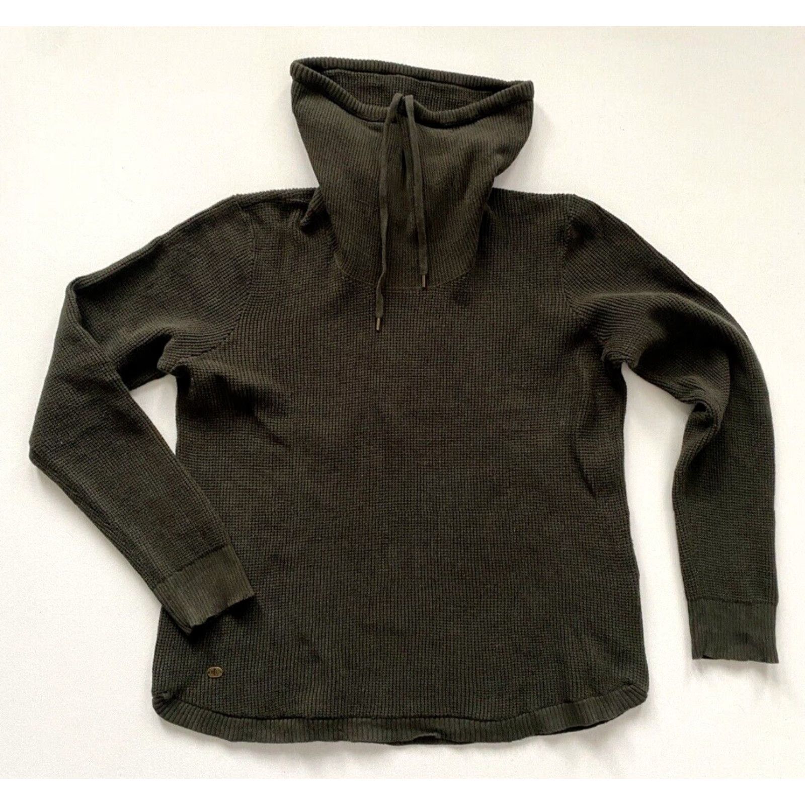 Ralph Lauren VINTAGE Lauren Ralph Lauren Sweater Shirt Womens Waffle Knit Cowl Neck Forest Green L 100% Cotton Pullover Classic, Preppy, Designer Womens Size L / US 10 / IT 46 - 3 Thumbnail