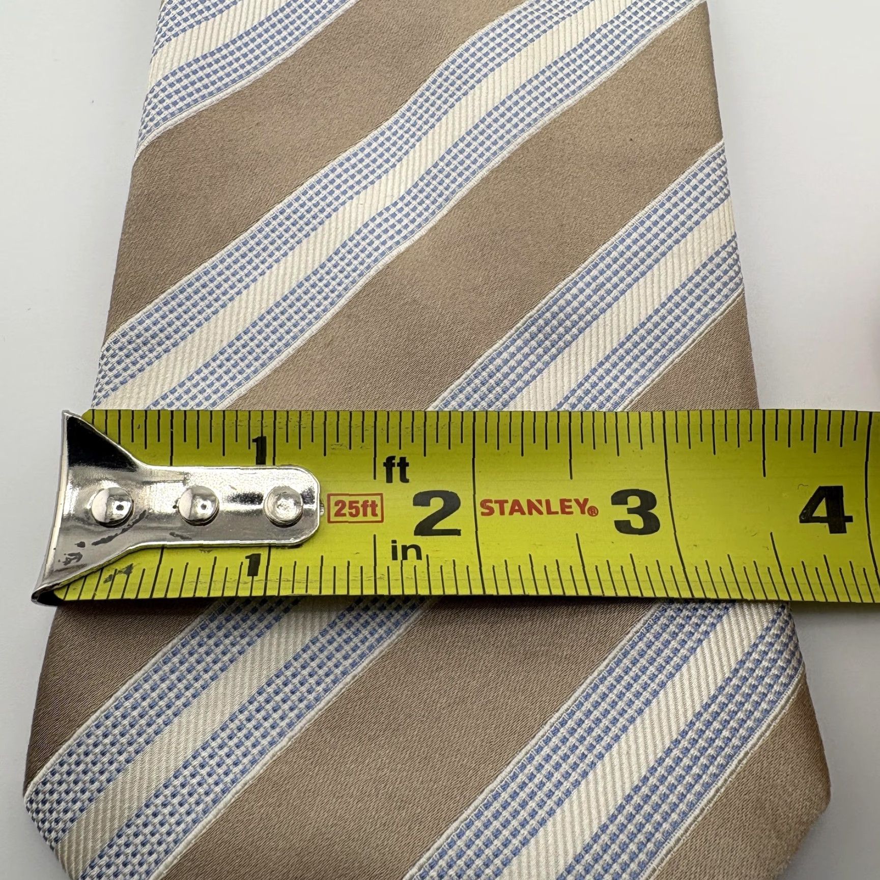 Vintage Donald J Trump Signature Collection Tie Mens One Size Tan Blue Stripe Silk Size ONE SIZE - 6 Thumbnail