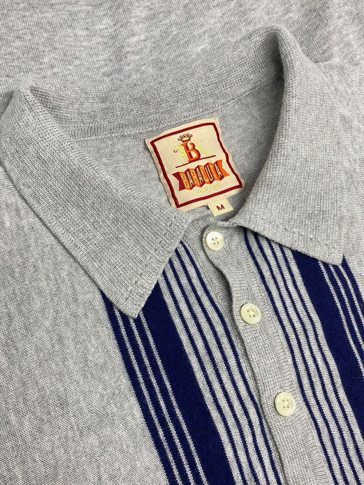 Baracuta Vintage Baracuta Knit Polo T-shirt Grey Blue Sripes Size US M / EU 48-50 / 2 - 5 Thumbnail