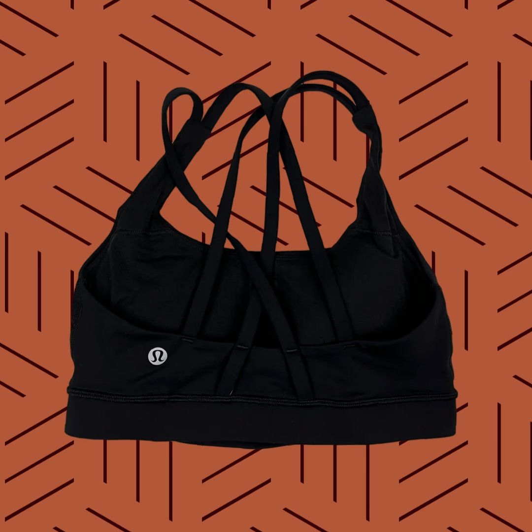 Lululemon Lululemon Energy Bra Womens Size 4 Black Active Training Padded Medium B/C Cup Sports Bra Crossback Wireless Size ONE SIZE - 1 Thumbnail