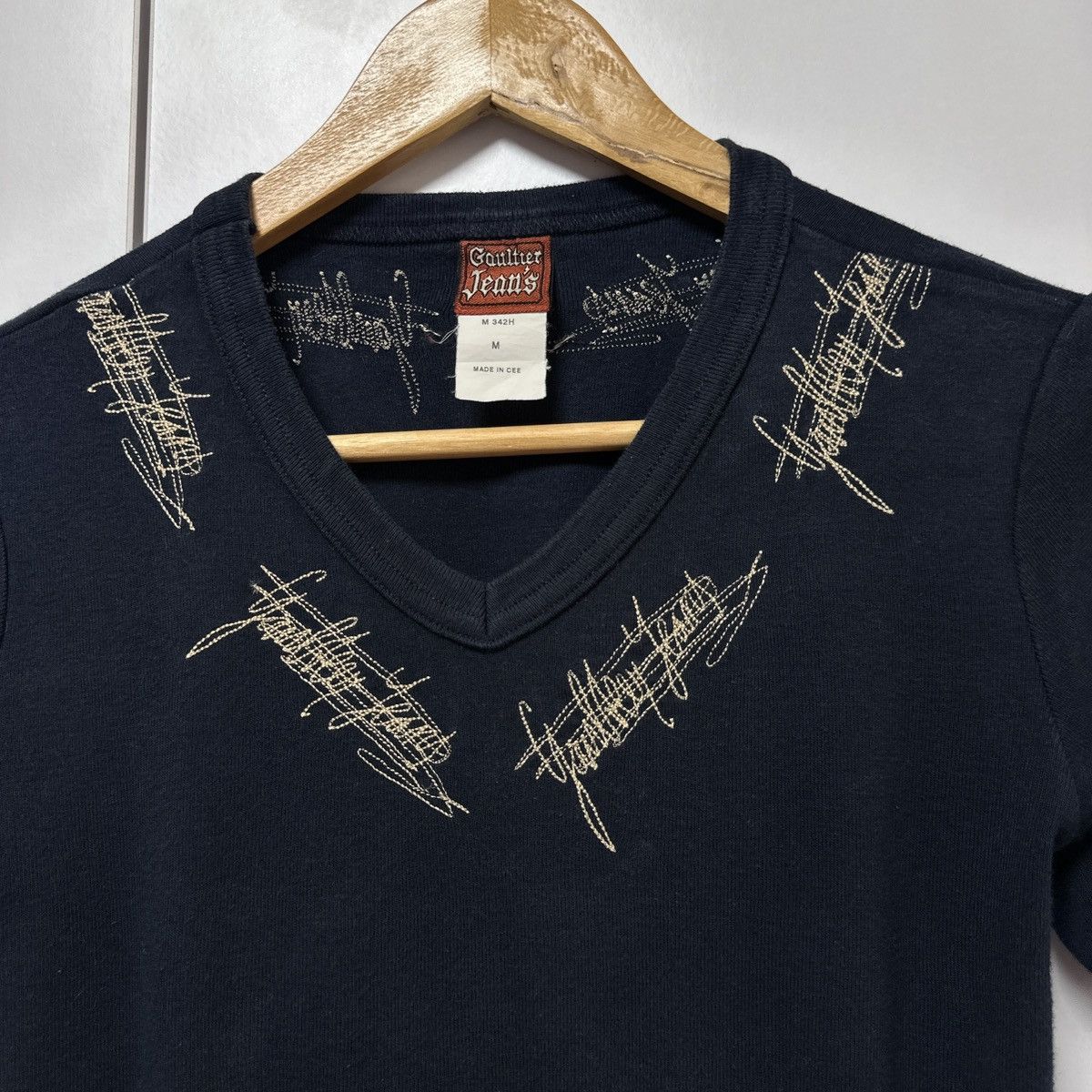 Jean Paul Gaultier JEAN PAUL-GAULTIER - Embroidered navy crop top Size M / US 6-8 / IT 42-44 - 3 Thumbnail