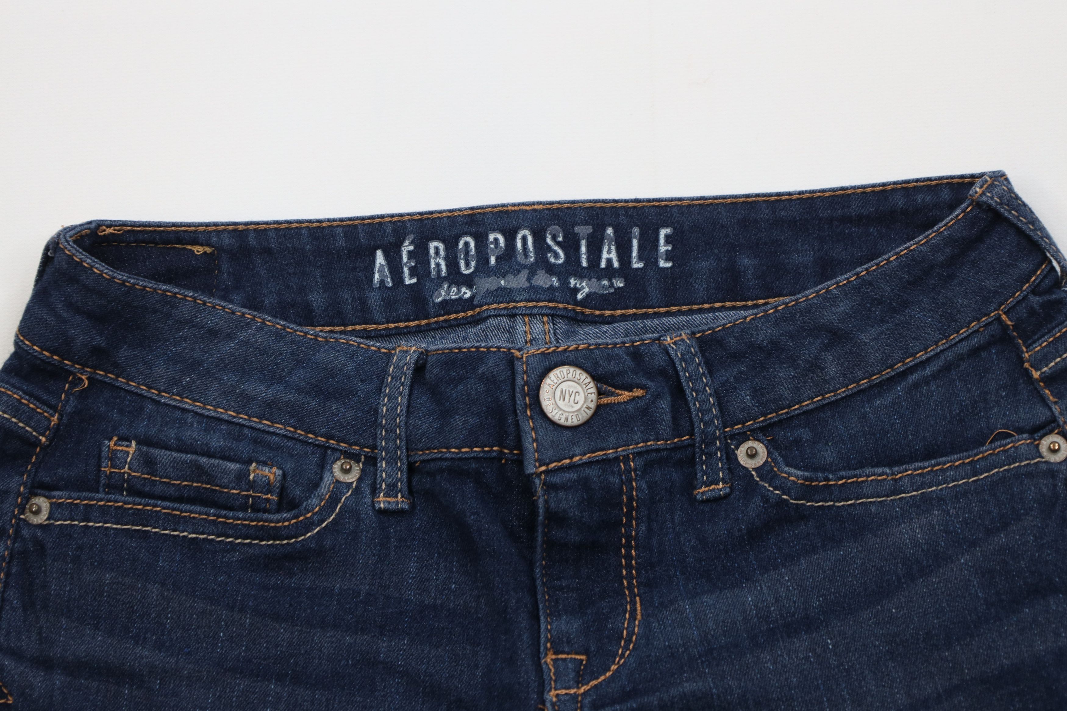 Aeropostale Vintage Y2K Aeropostale Mini Micro Cuffed Denim Shorts Blue Size 24" / US 00 / IT 34 - 2 Thumbnail