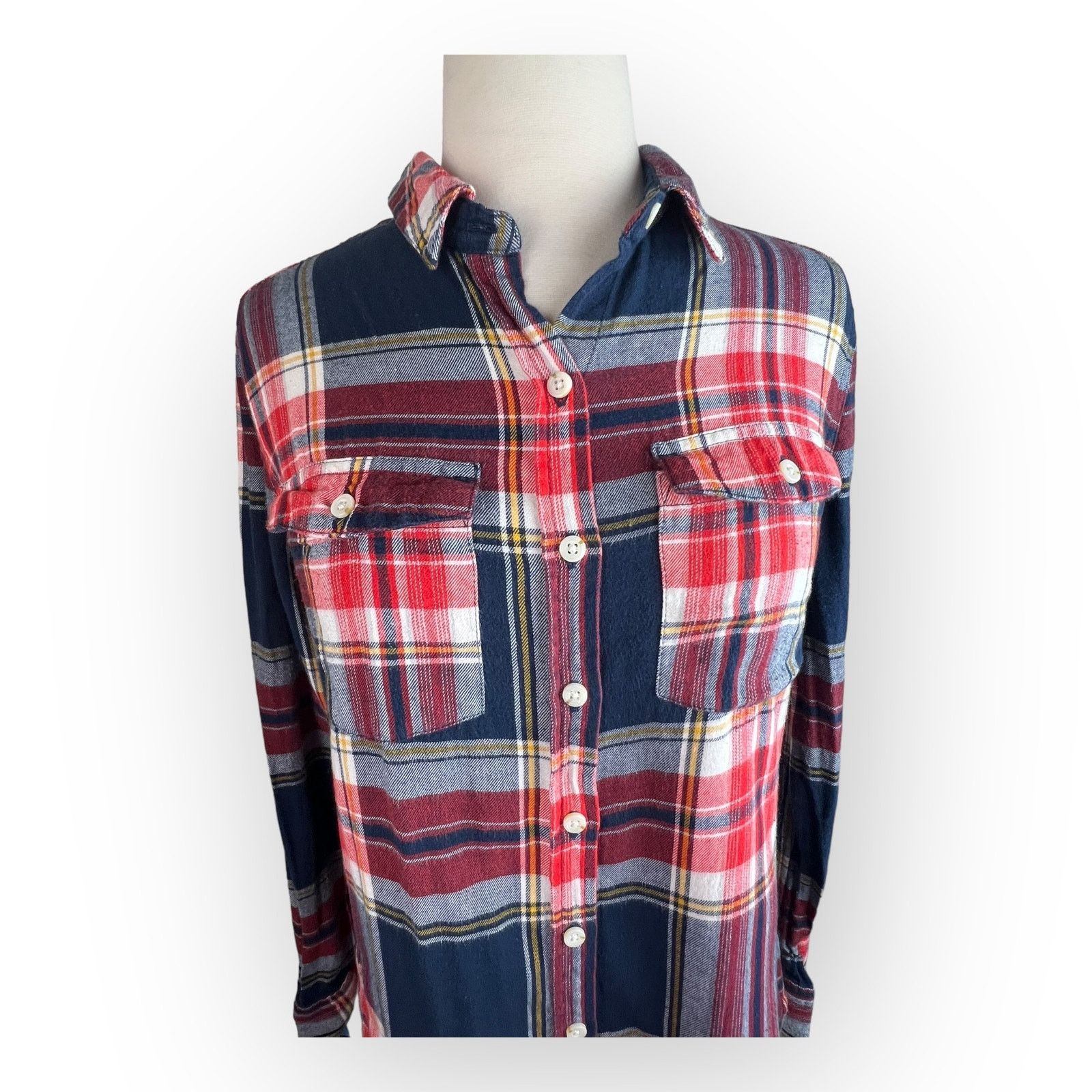 Mossimo Vintage Mossimo Supply Co. Red and Blue Flannel Shirt Medium Size M / US 6-8 / IT 42-44 - 8 Thumbnail