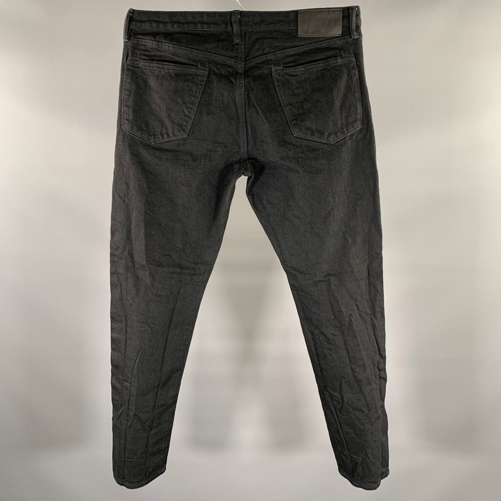 Todd Snyder TODD SNYDER Size 34 Black Cotton Blend Button Fly Jeans Size US 34 / EU 50 - 2 Thumbnail