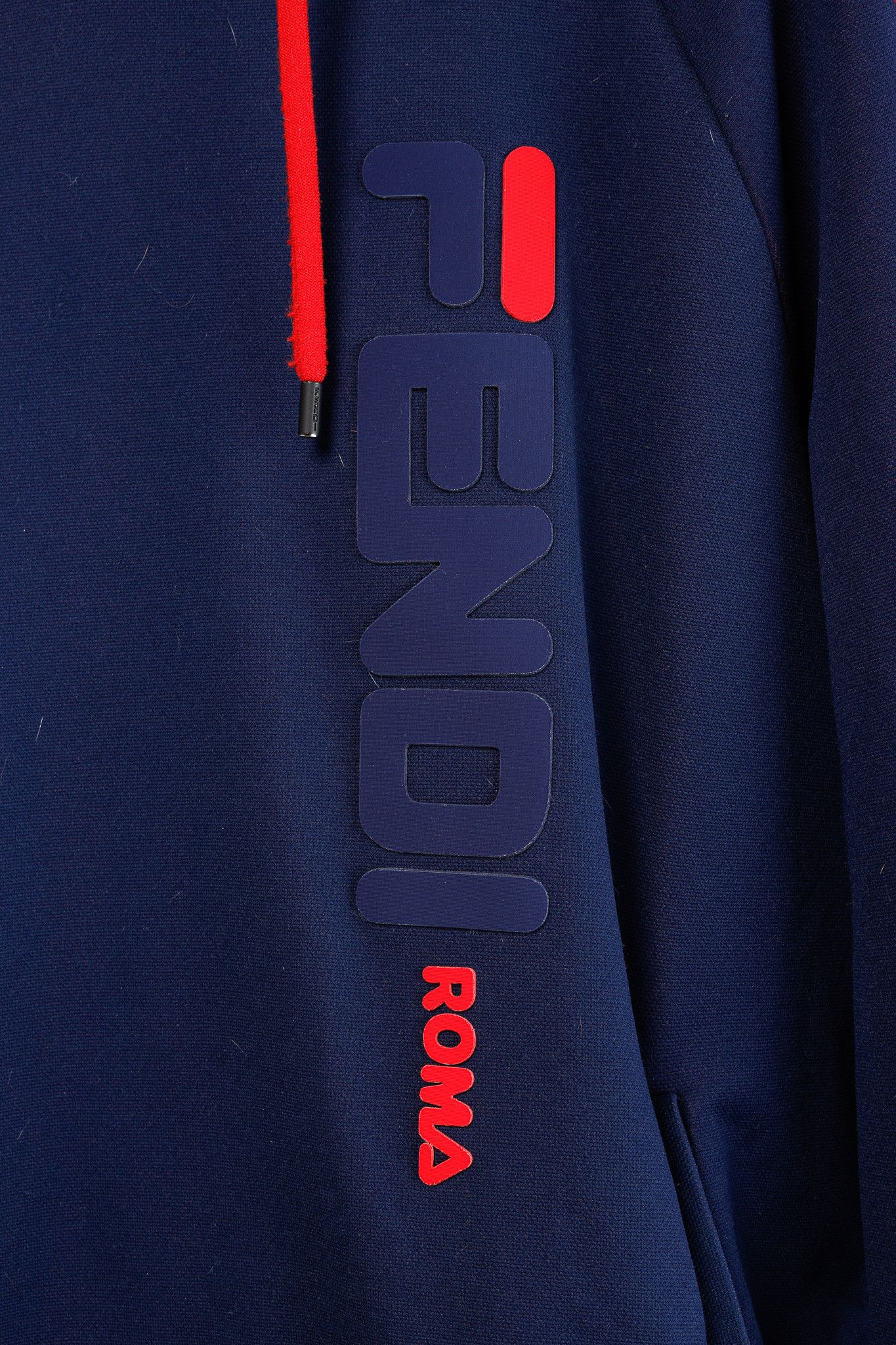 Fendi × Fila Fendi x Fila Navy Cotton-Blend Logo Stripe Pullover Hoodie Size US XL / EU 56 / 4 - 6 Thumbnail