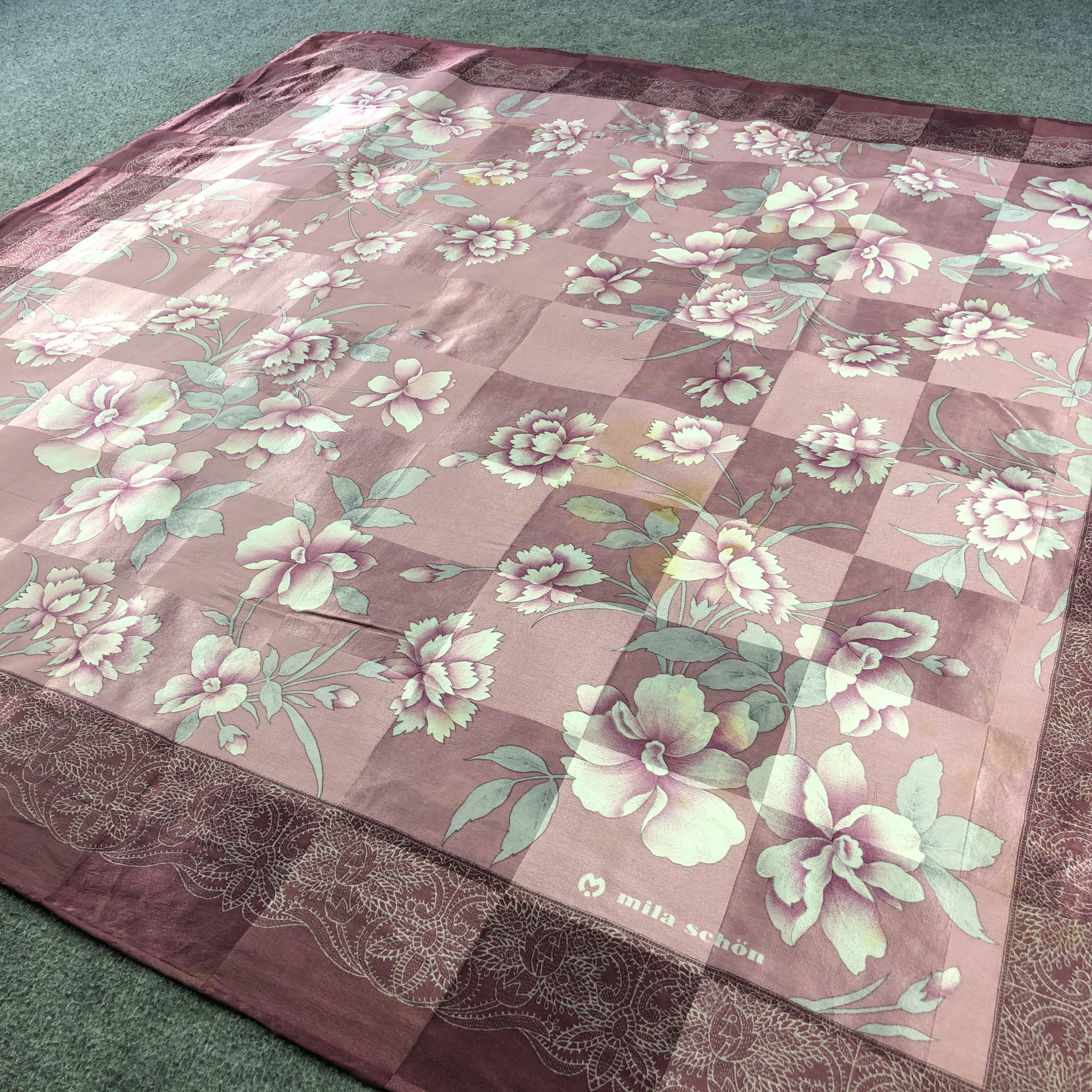 Mila Schon Mila Schon Floral Hand Rolled Silk Scarf M1054 Size ONE SIZE - 3 Thumbnail
