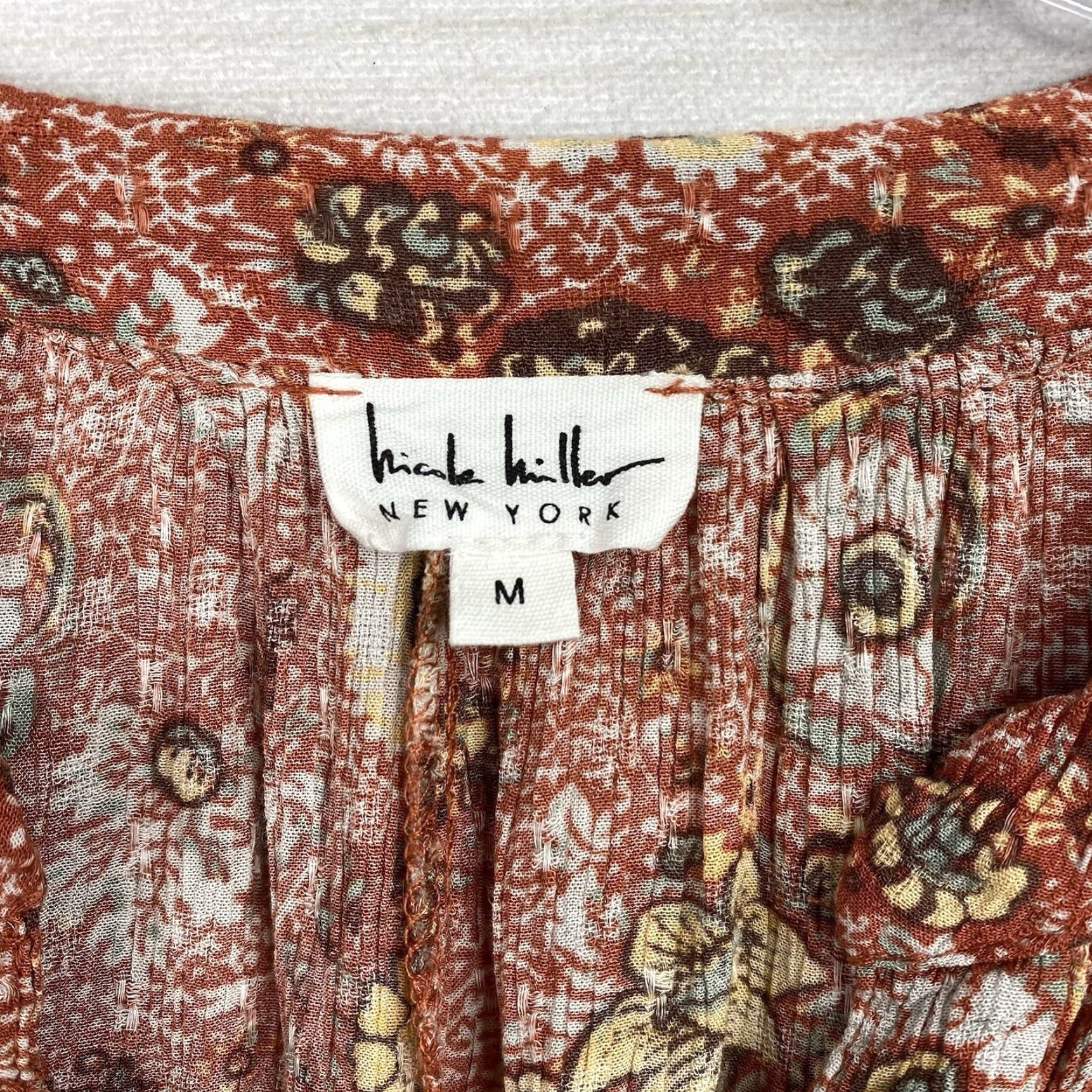 Nicole Miller Nicole Miller Top Womens M Crop Tie Waist Boho Floral Sleeves 3/4 Multicolor Festival Western Bohemian Tank Shirt G Womens Size M / US 6-8 / IT 42-44 - 5 Thumbnail