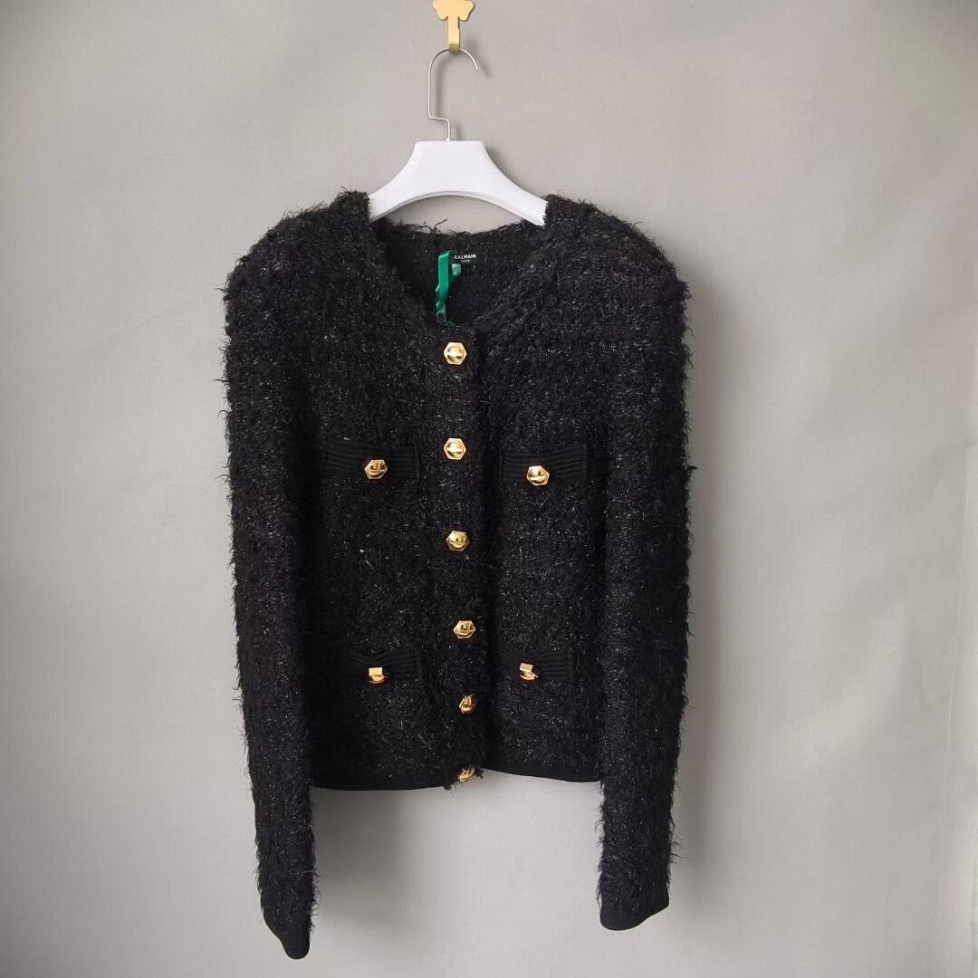 Balmain black woven Balmain jacket with gold buttons Size M / US 6-8 / IT 42-44 - 1 Thumbnail