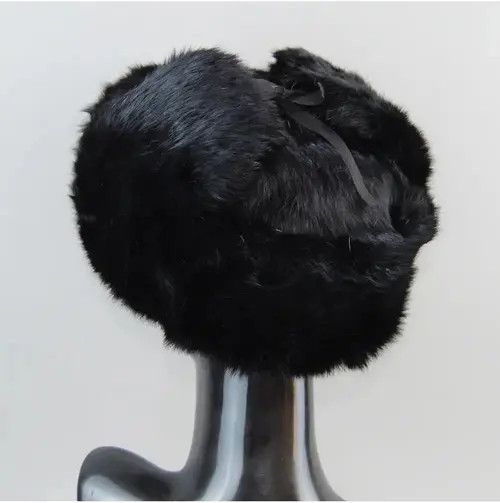 Japanese Brand Warm Natural Rabbit Fur Bomber Hat With Earflaps Size ONE SIZE - 5 Thumbnail