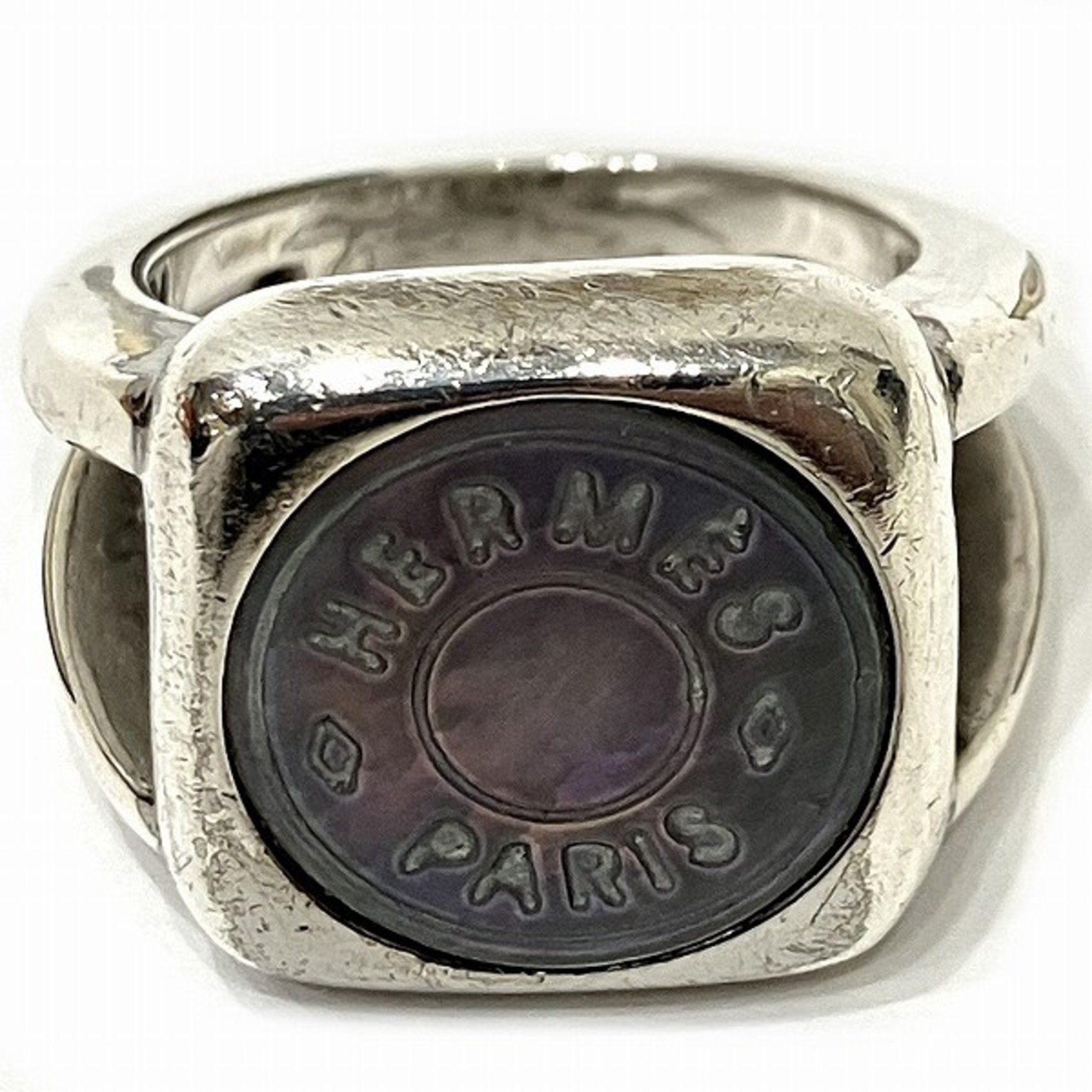 image of Hermes Corozo Serie Shell Ring Brand Accessories Ladies in Silver, Women's