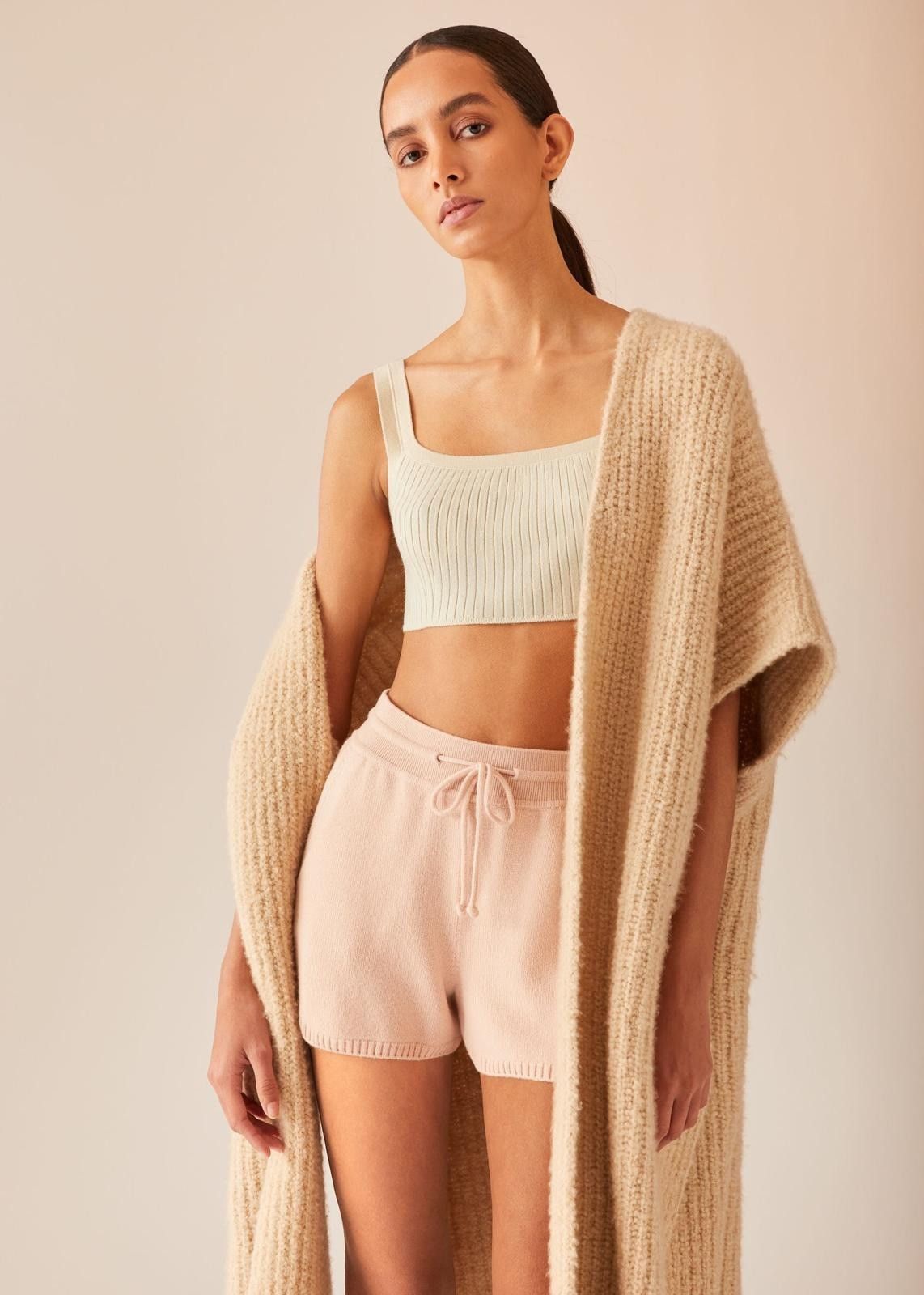 Loro Piana o1srvl11e1024 Cocooning Delicate Ribs Crop Top in Cream Size XS / US 0-2 / IT 36-38 - 5 Thumbnail