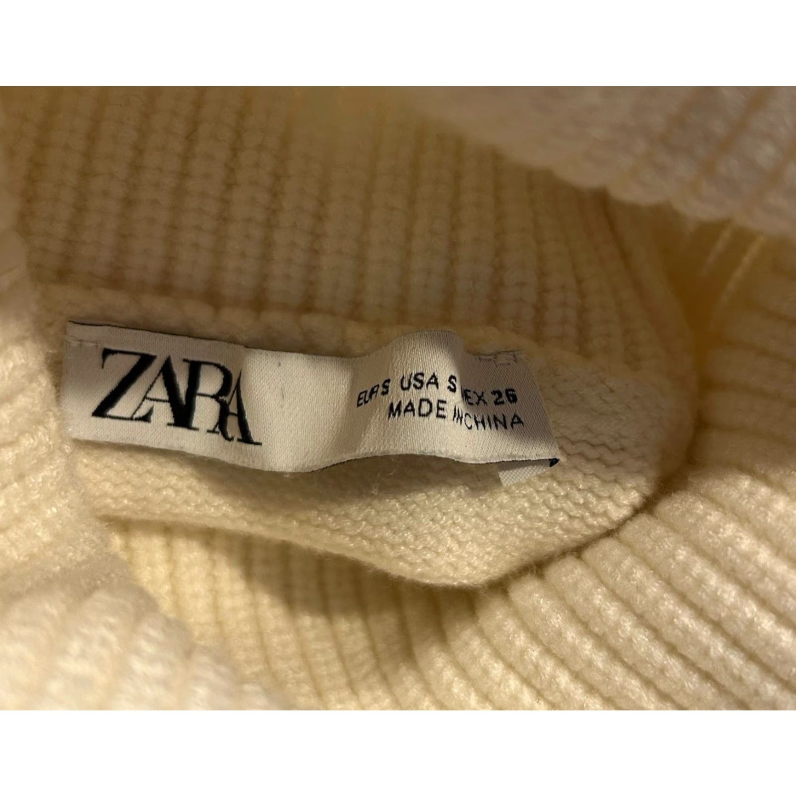 Zara ZARA Womens Sweater Pullover Knit Turtleneck Cropped Ivory Size S Regular Knit Style Pullover Size S / US 4 / IT 40 - 4 Thumbnail