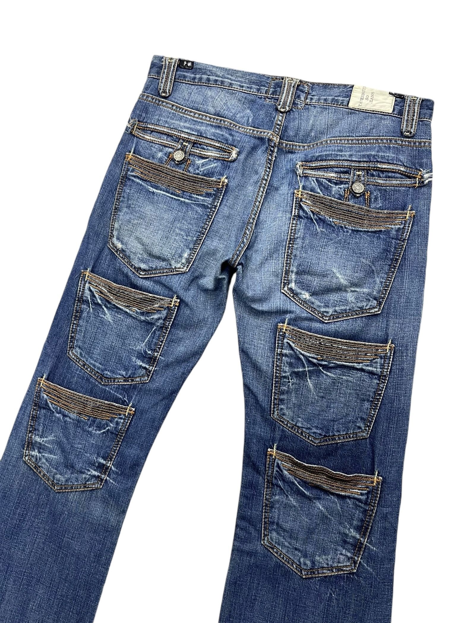 Taverniti 💥SICK🔥Vtg TAVERNITI Designer Multipocket Distressed FLARE Size US 31 - 7 Thumbnail
